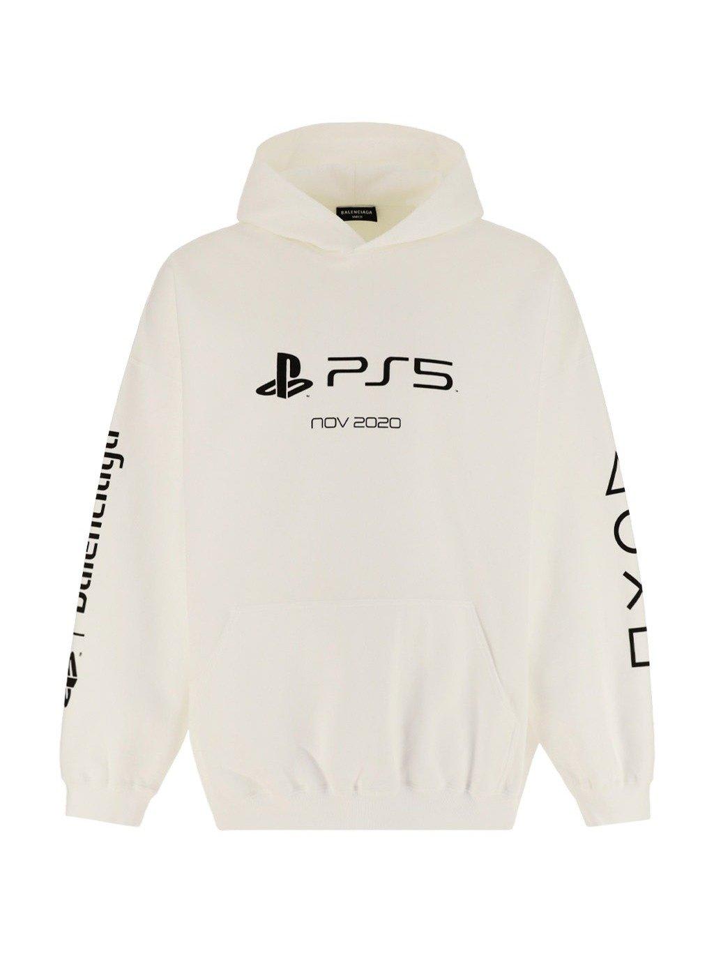 Shop Balenciaga X Sony Playstation 5 Oversized Hoodie In White