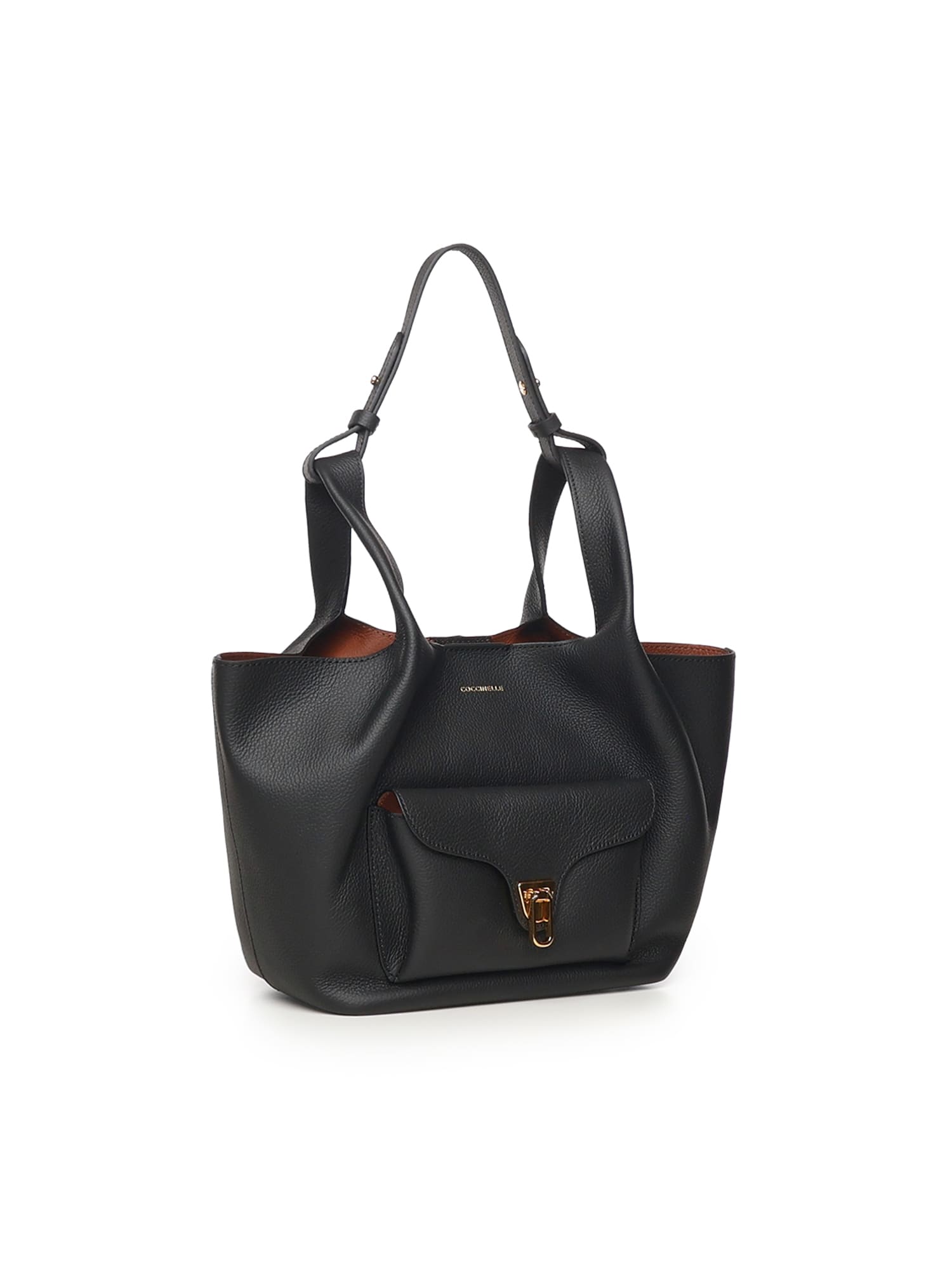 Coccinelle Beat Small Leather Shopping Bag In Black