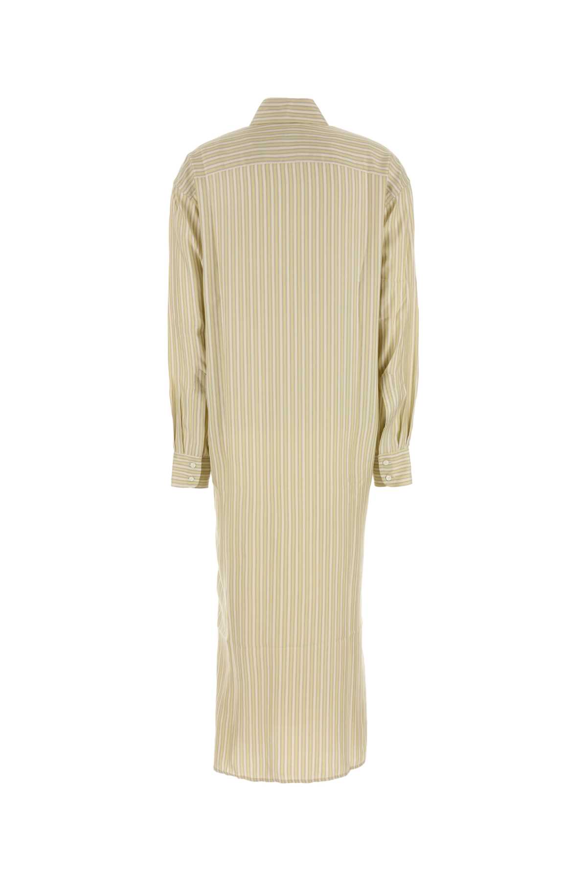 Le Kasha Striped Silk Shirt Dress With Long Sleeves In Brown