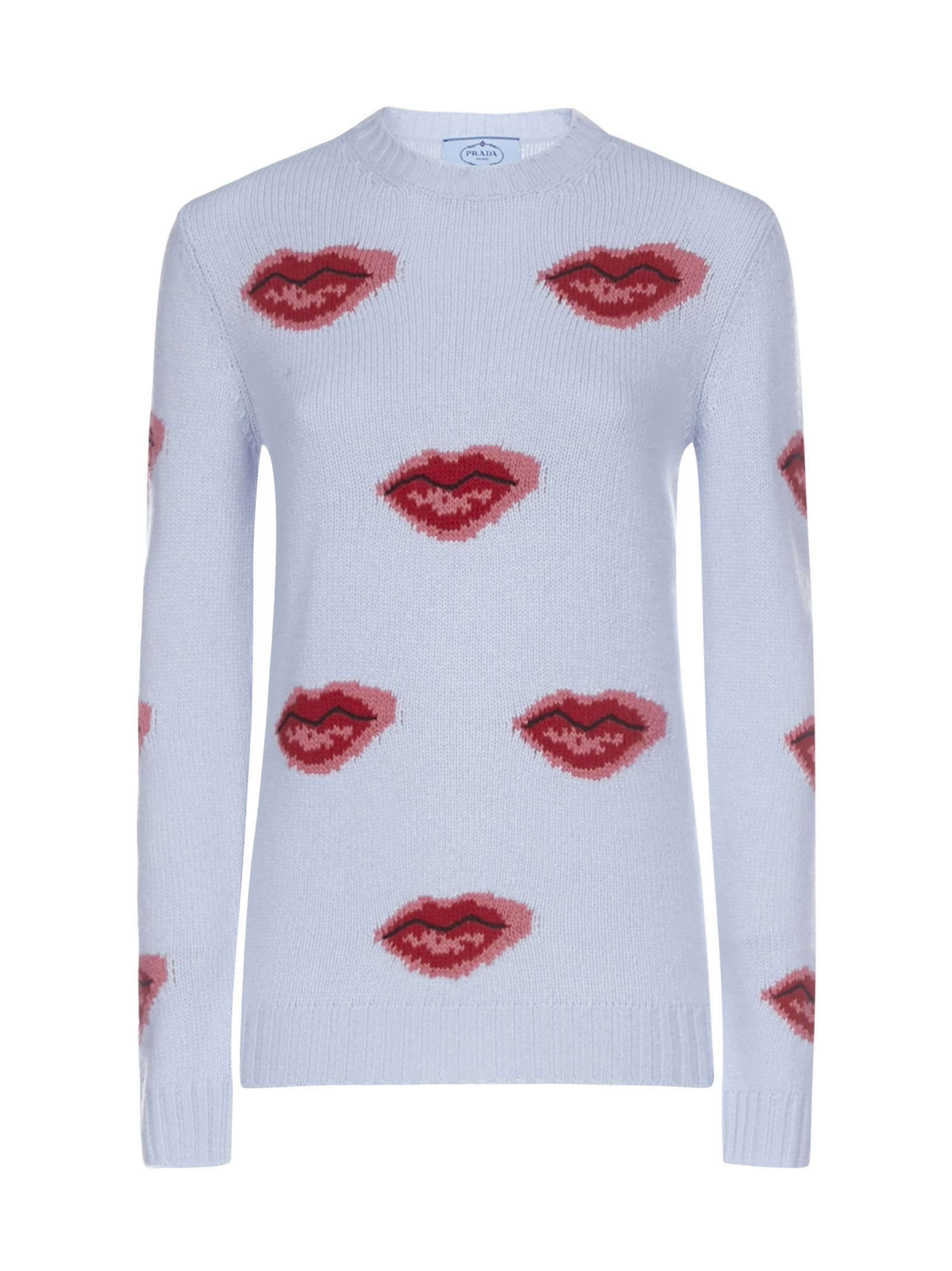 PRADA MOUTH-MOTIF WOOL AND CASHMERE SWEATER,11211834