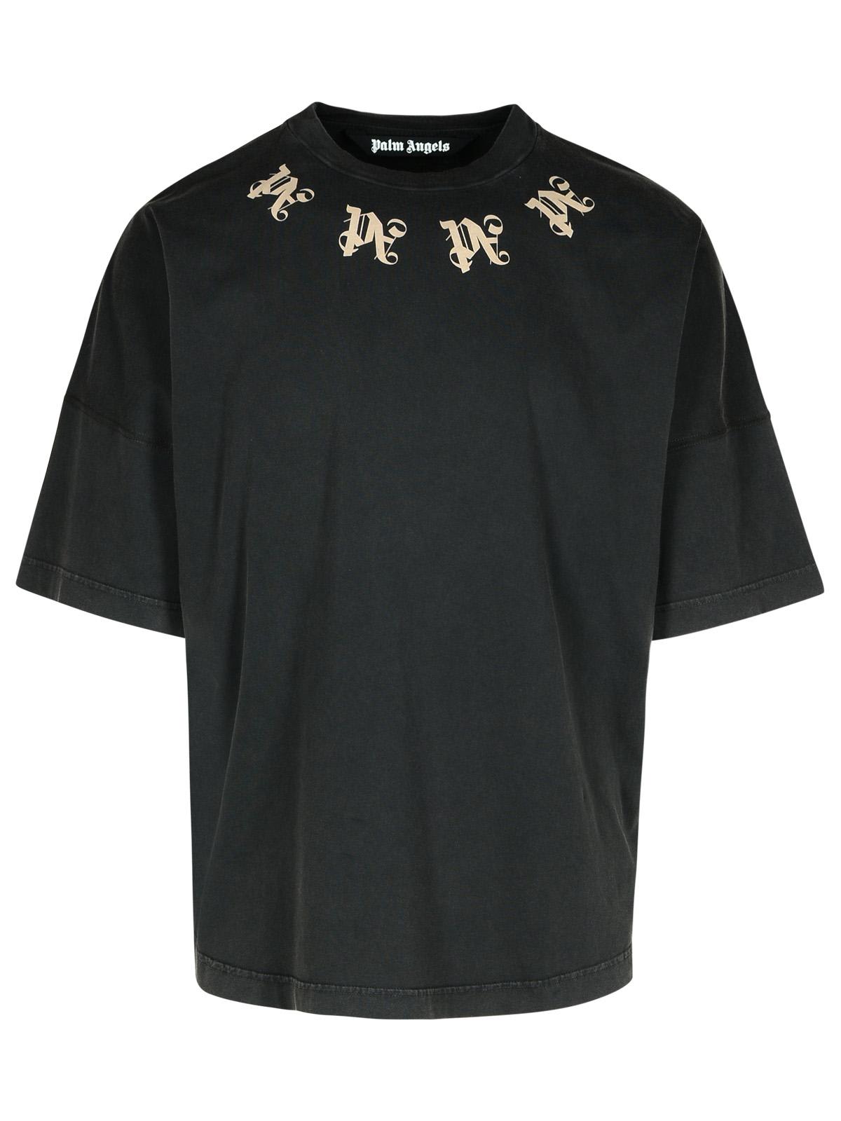 Shop Palm Angels Stateme Black Cotton Over T-shirt