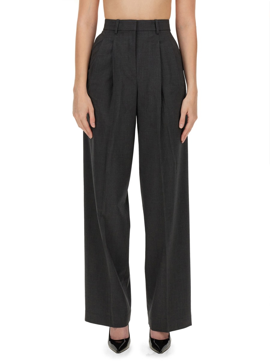 Shop Theory Wide Leg Pants In Grey