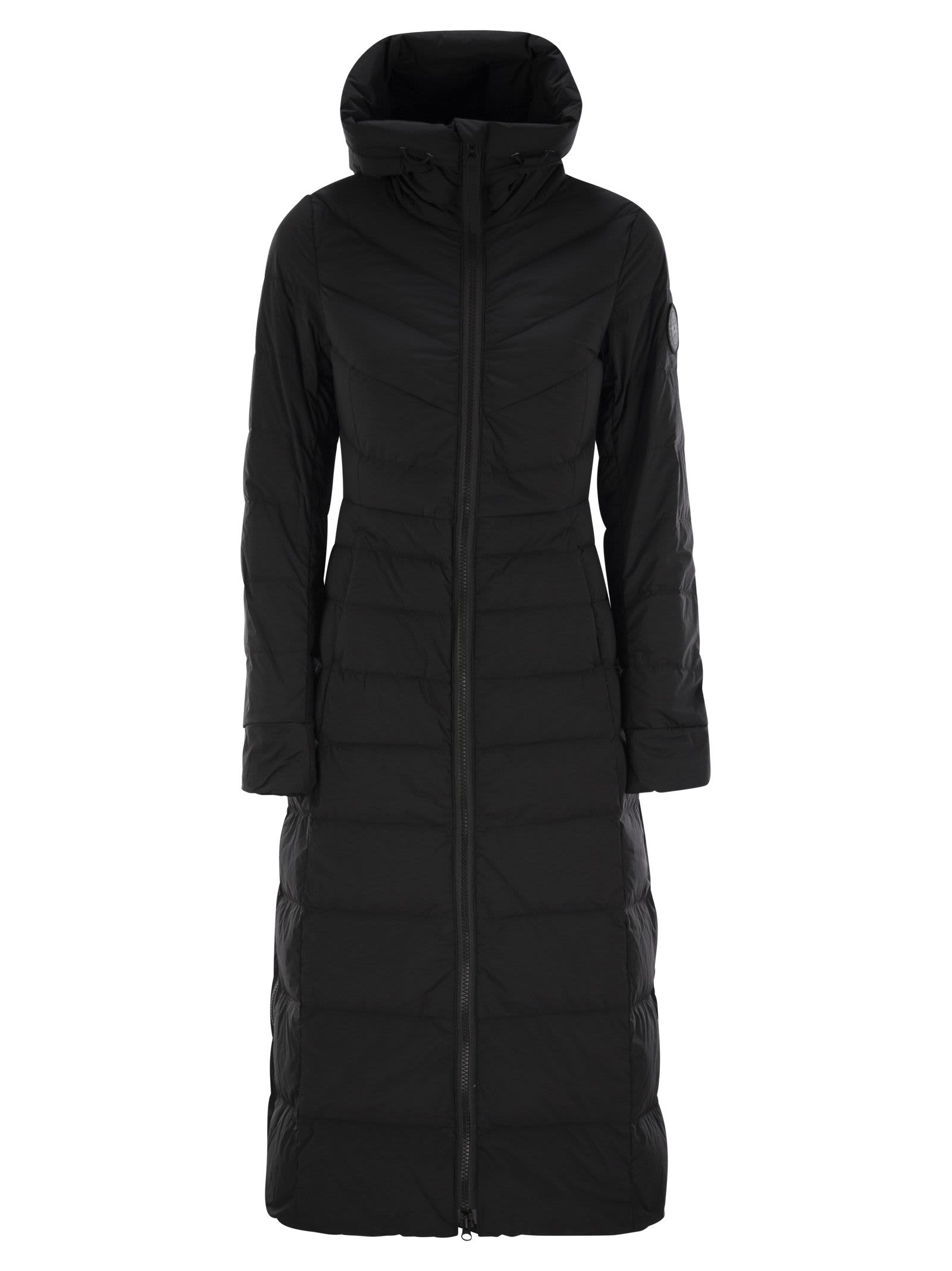 Shop Canada Goose Clair - Long Down Jacket With Hood In Black