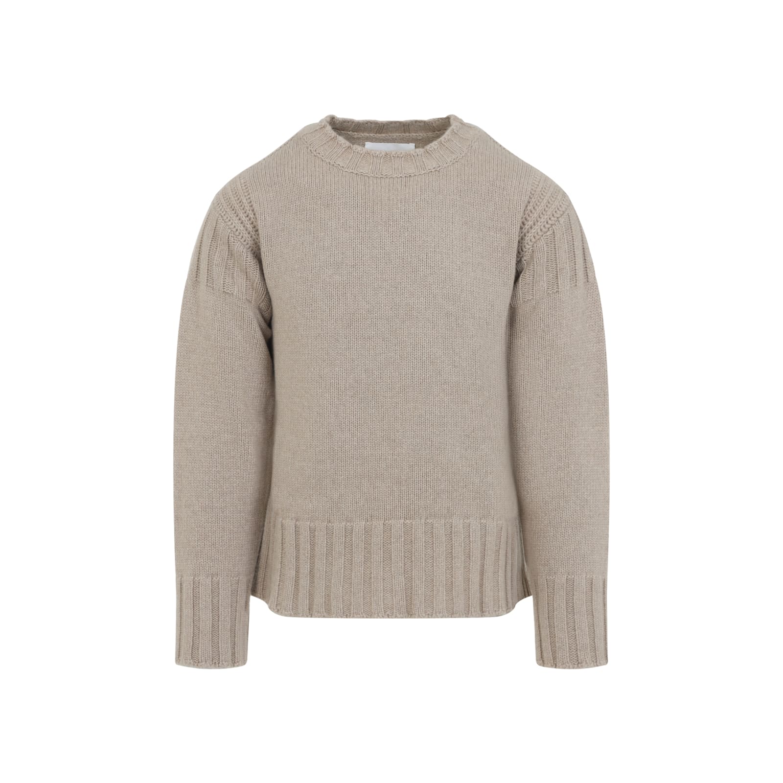 Jil Sander Sand Stone Cashmere Long Sleeves Cn Sweater In Gray