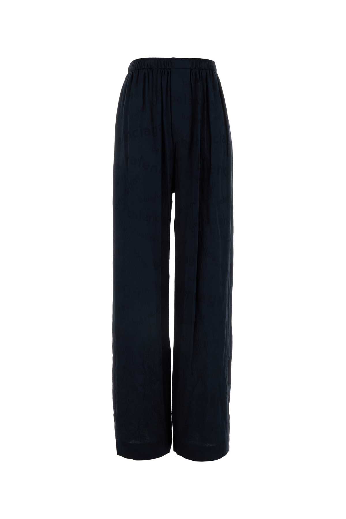 Shop Balenciaga Midnight Blue Silk Pyjama Pant In Fadedblack