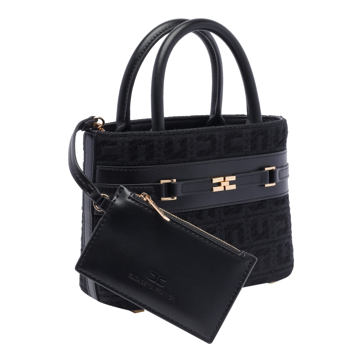 Shop Elisabetta Franchi Logo Handbag In Black