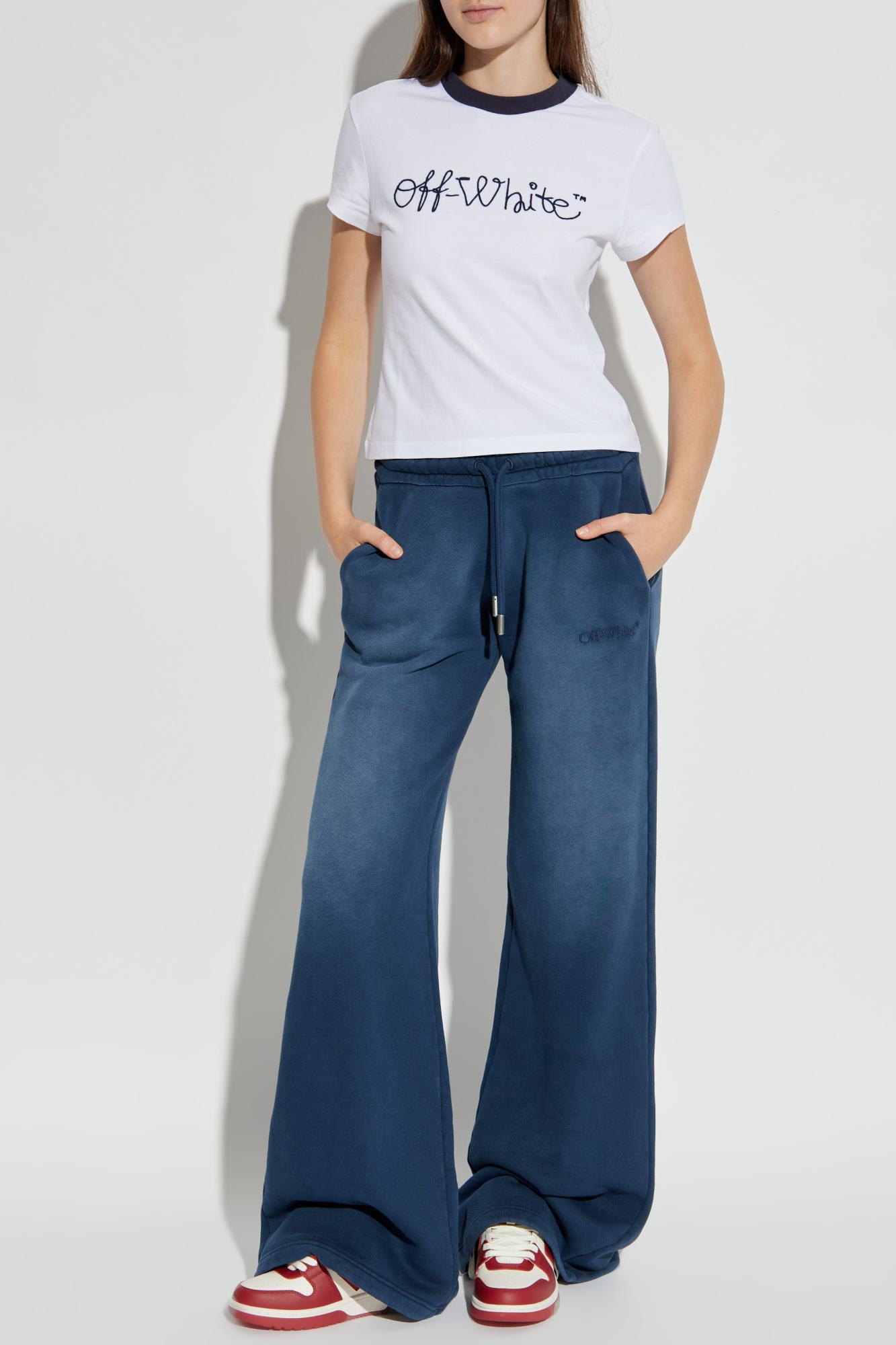 Off-white T-shirt With Embroidered Logo In White