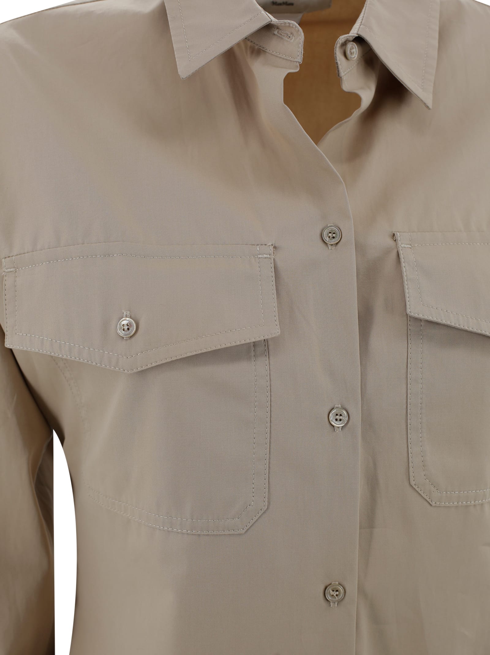 Weekend Max Mara Beige Poplin Skipper Shirt In Beige