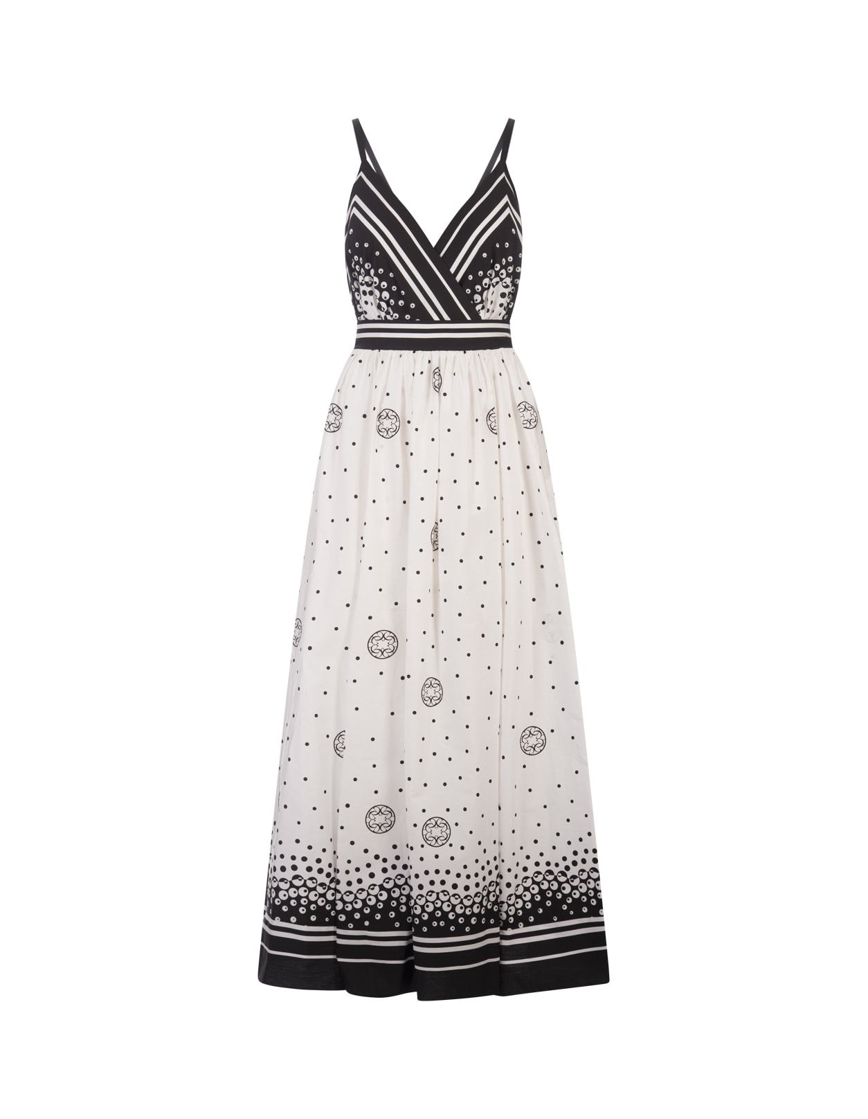 Moon Printed Cotton Dress In White And Black