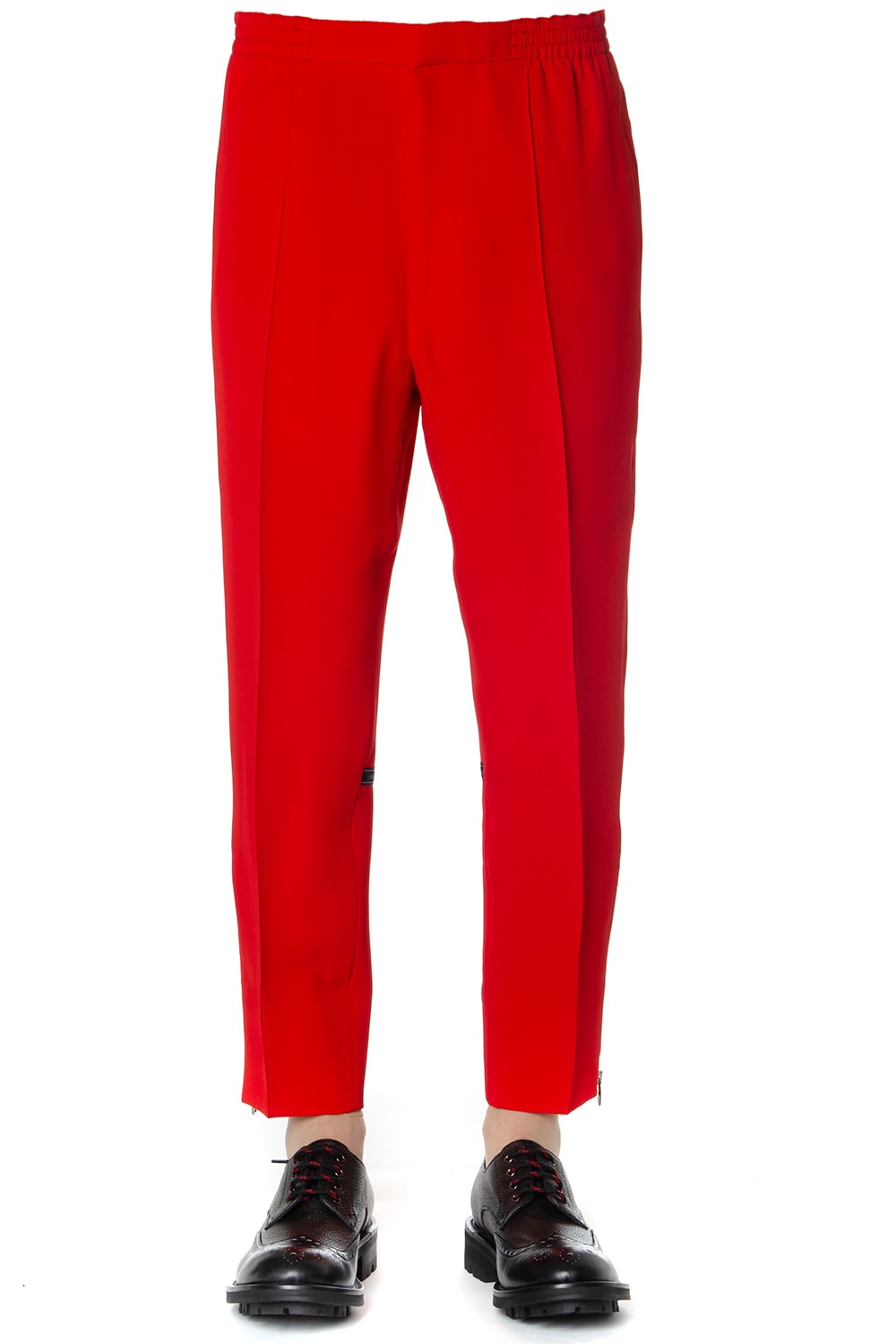 ALEXANDER MCQUEEN RED COTTON CROPPED TAILORED PANTS,11289171