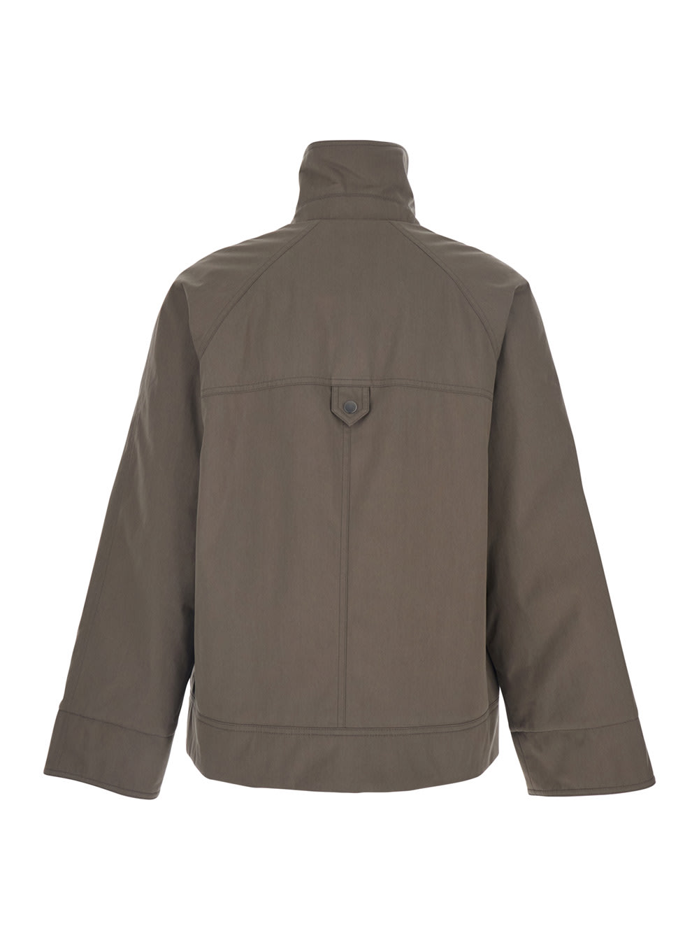 Brunello Cucinelli Women Beige Jacket With High Neck And Patch Pockets On The Chest In Tech Fabric W In Gray