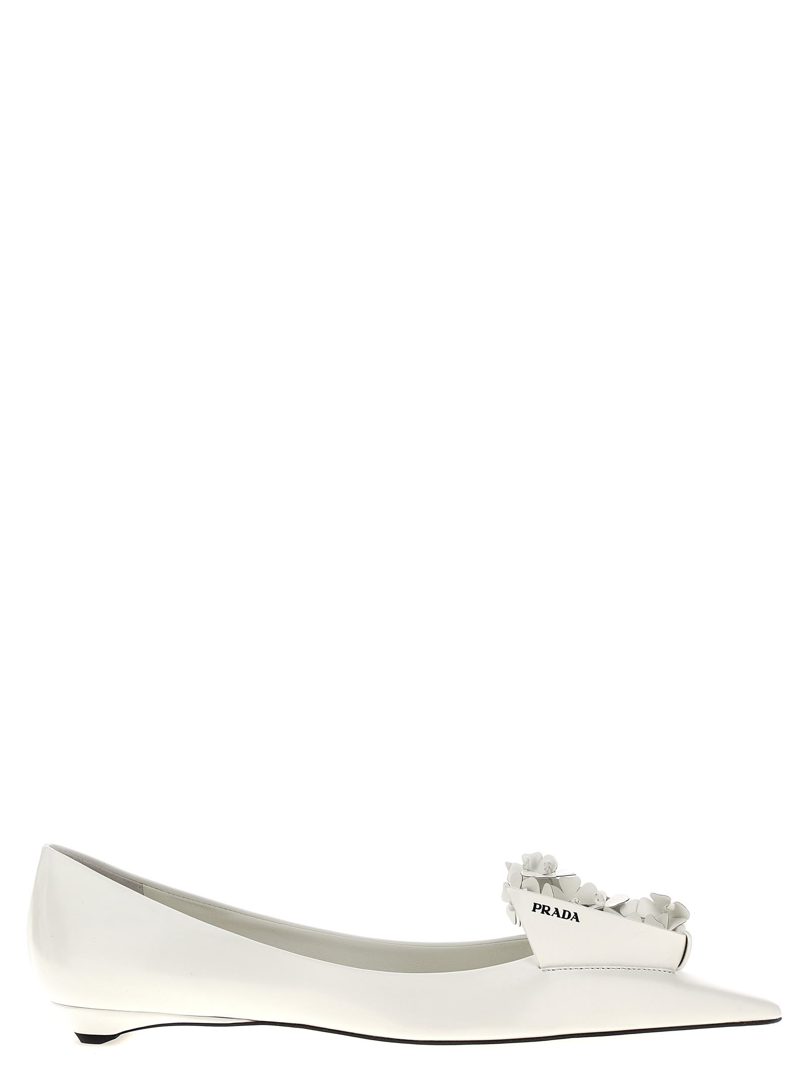 Prada Origami Flowers Ballet Flats In White
