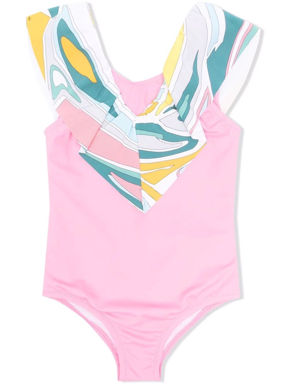 EMILIO PUCCI KIDS PINK ONE-PIECE SWIMSUIT WITH PRINTED INSERT