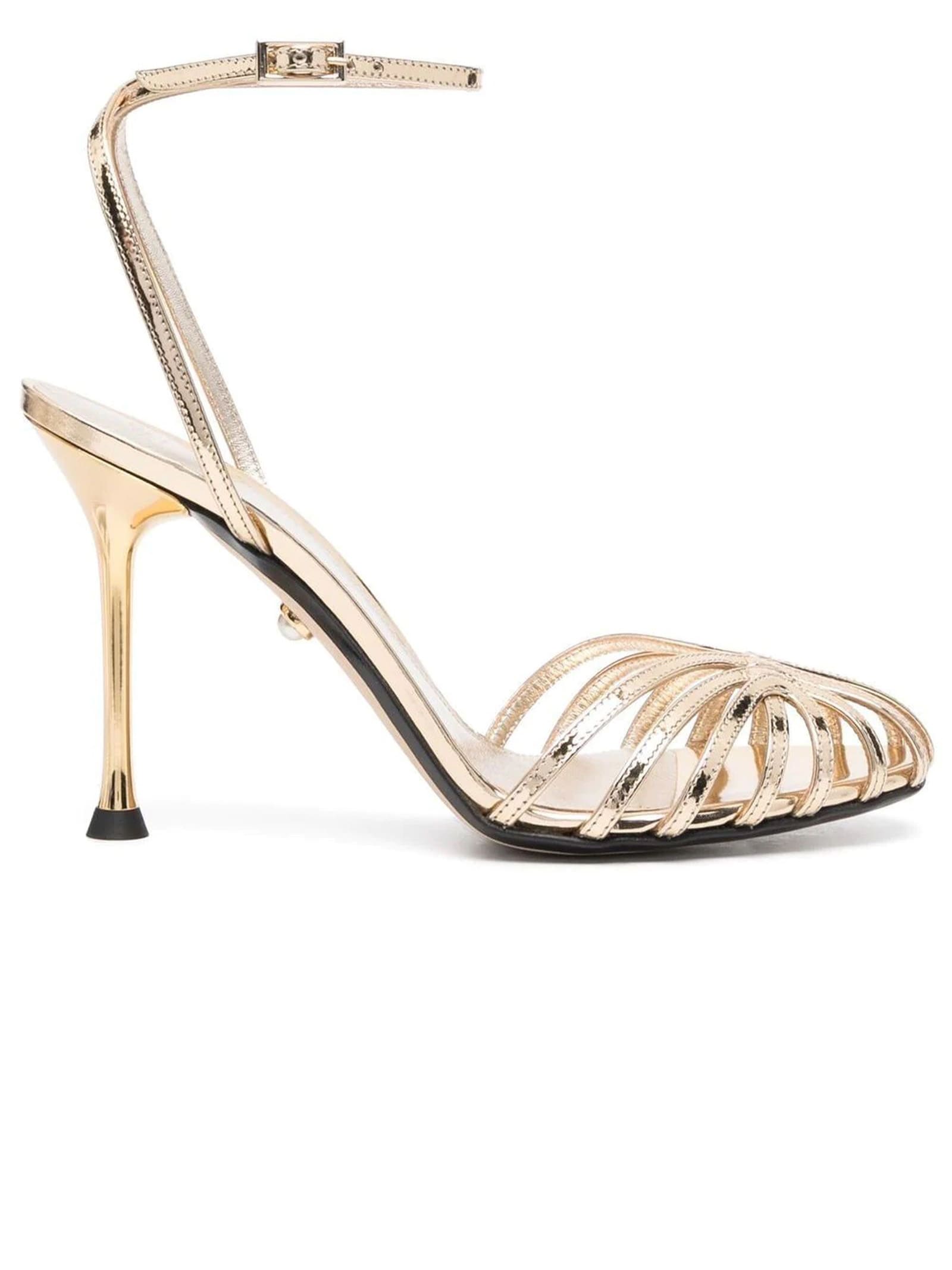 Gold-tone Calf Leather Sandals