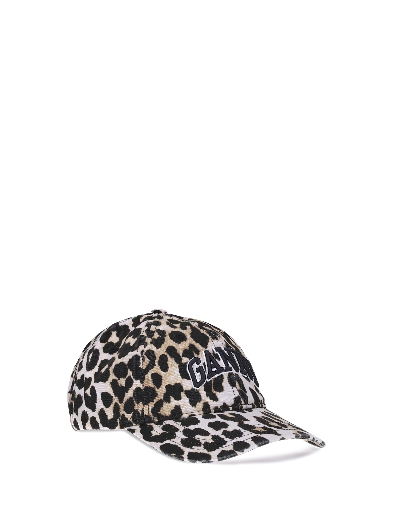 Ganni Leopard Baseball Hat In Animal Print
