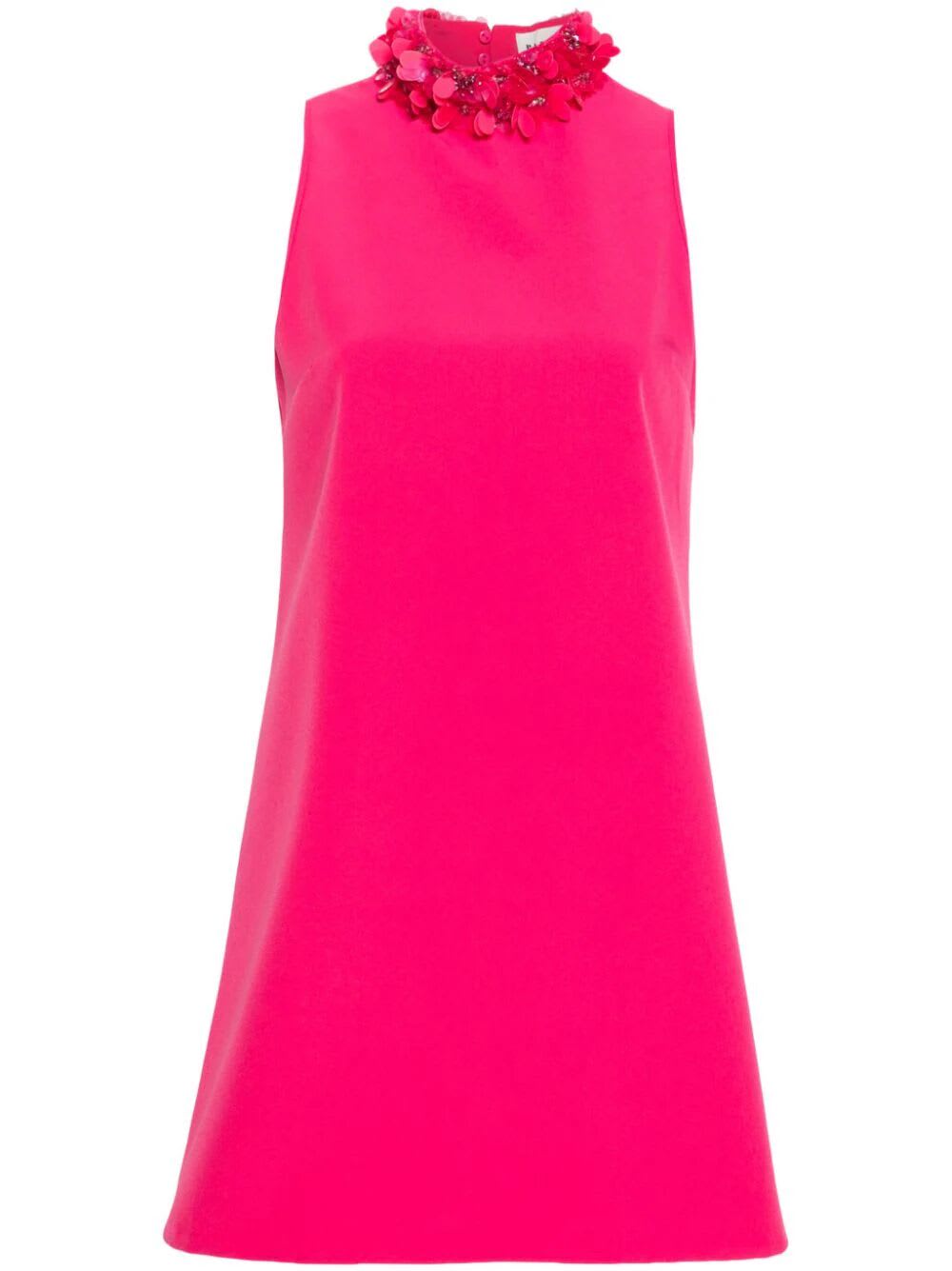 Shop P.a.r.o.s.h Sleeveless High Neck Mini Dress With Paillettes In Bubble Pink