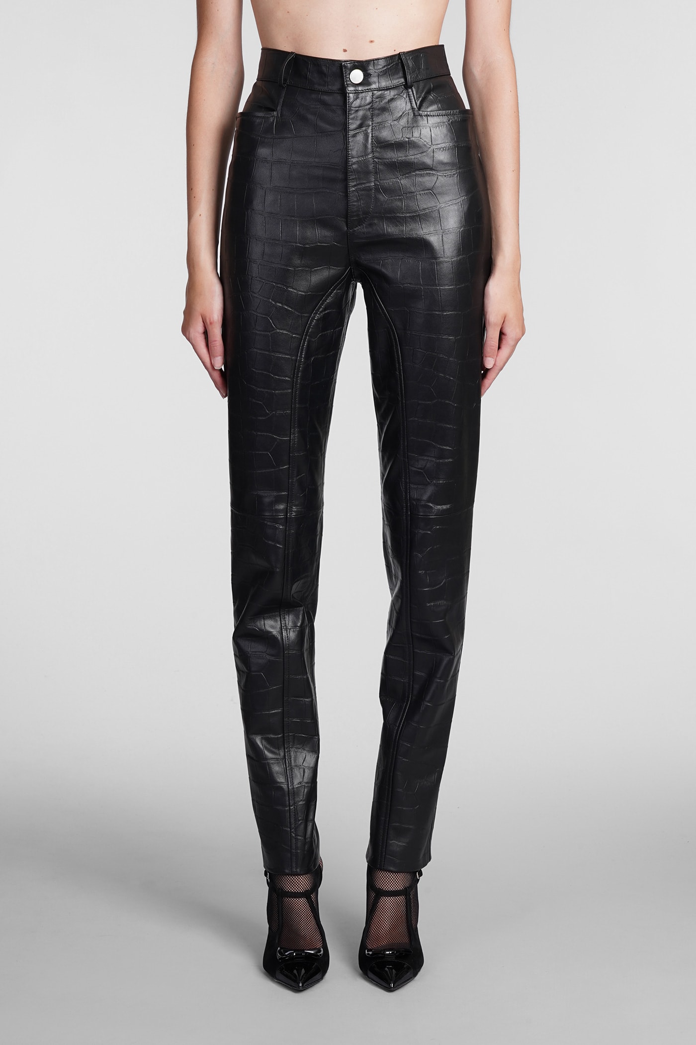 Alessandra Rich Pants In Black Leather