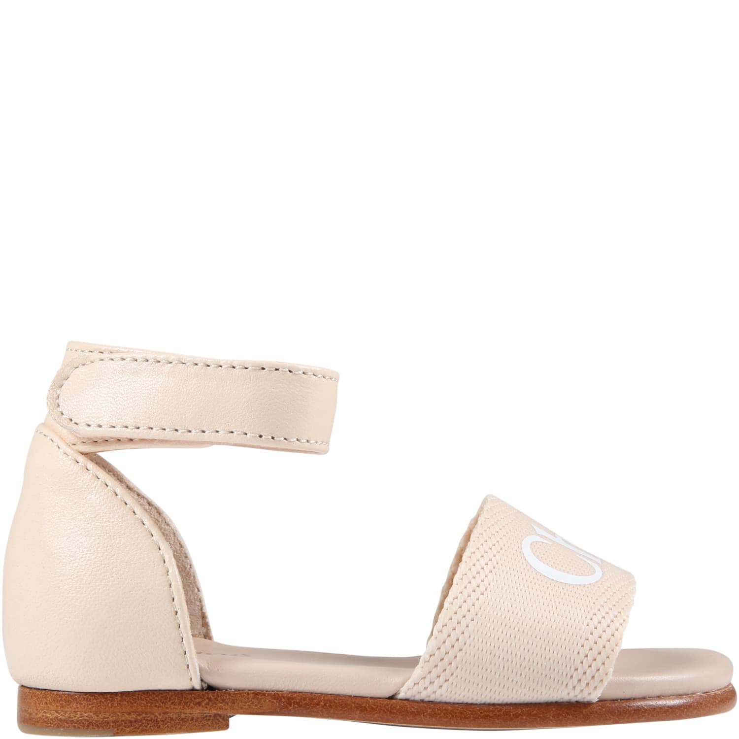 Chloé Pink Sandals For Girl With Logo