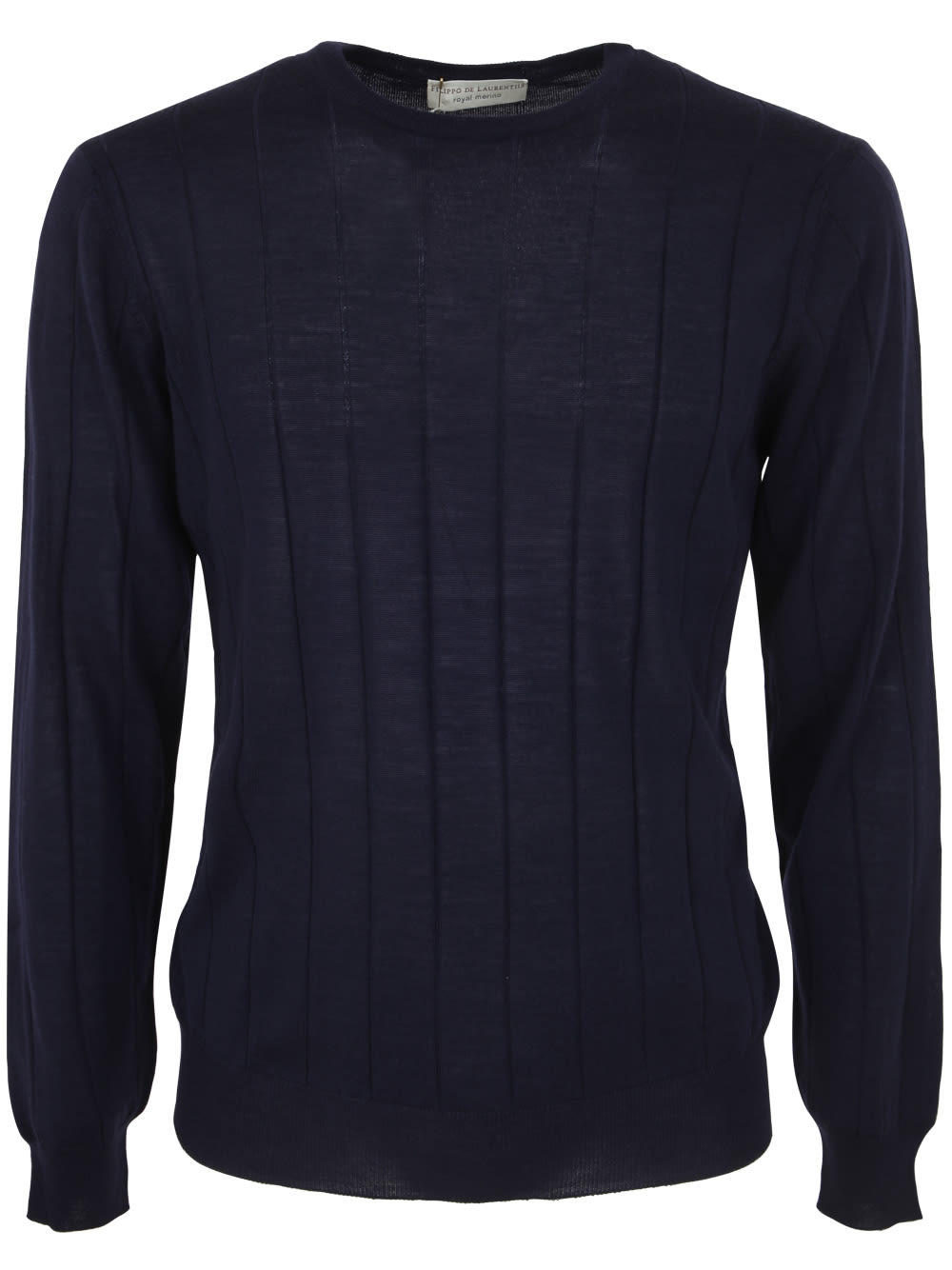 Filippo De Laurentiis Royal Merino Long Sleeves Turtle Neck Ribbed Sweater In Blue