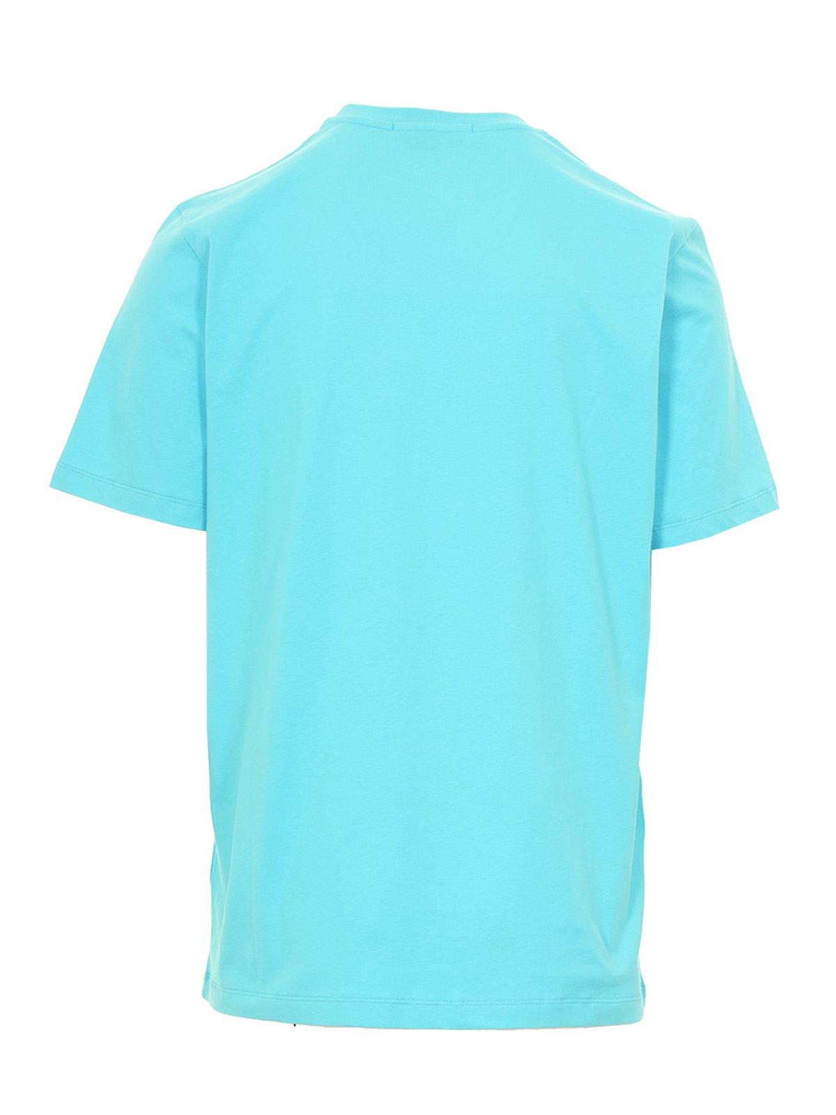 Shop Msgm Logo Printed Crewneck T-shirt In Clear Blue
