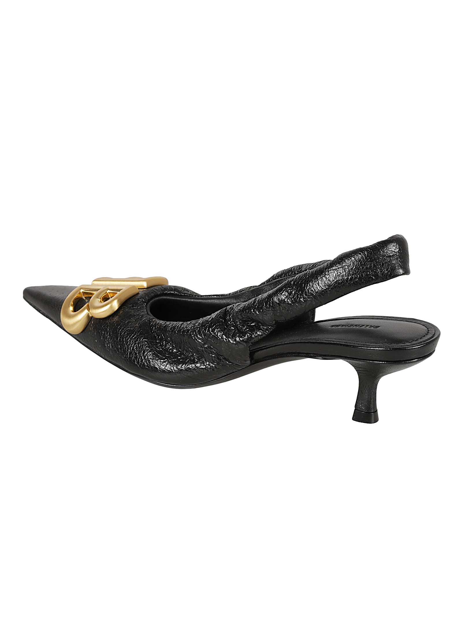 Balenciaga Monaco 50mm Slingback Pumps In Black/gold