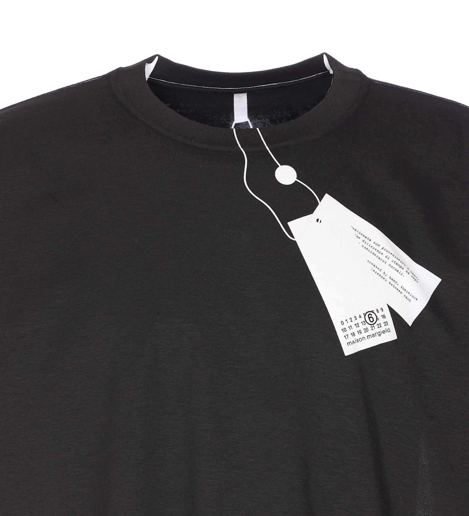 Mm6 Maison Margiela Two-tone Crewneck Short Sleeve T-shirt In Black