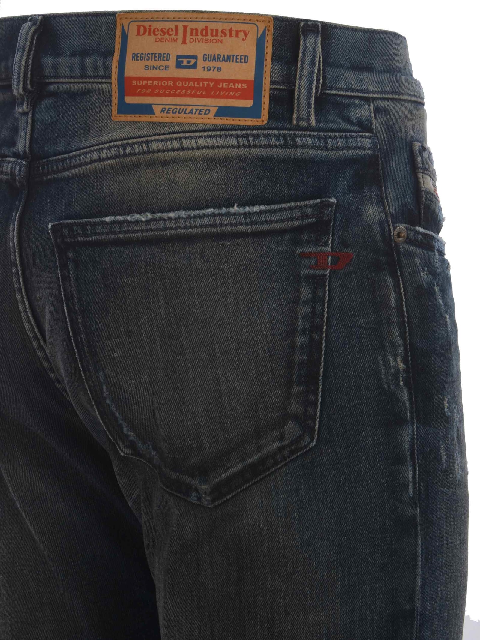 Shop Diesel Jeans  Strukt Made Of Denim In Blu Scuro