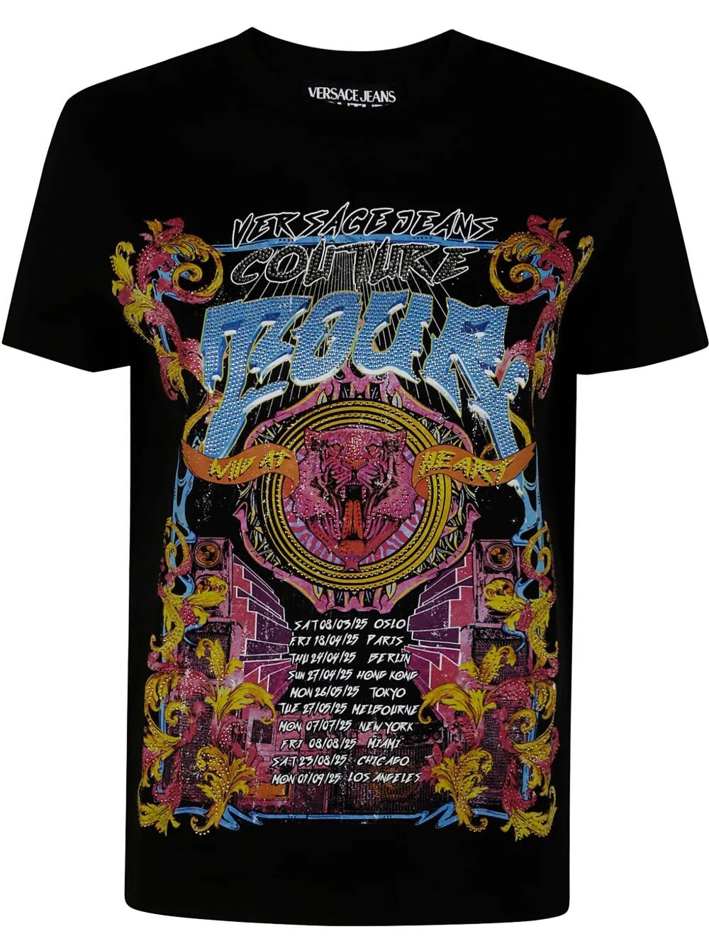 Shop Versace Jeans Couture Logo Tour T-shirt Cotton Jersey In Black