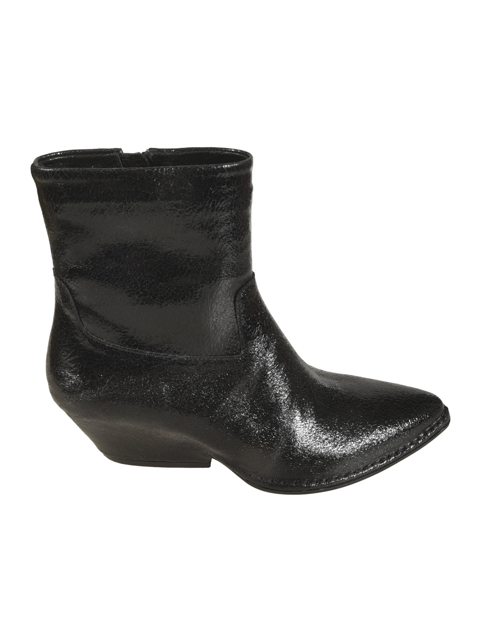 Shop Del Carlo Crack Lame Boots In Black