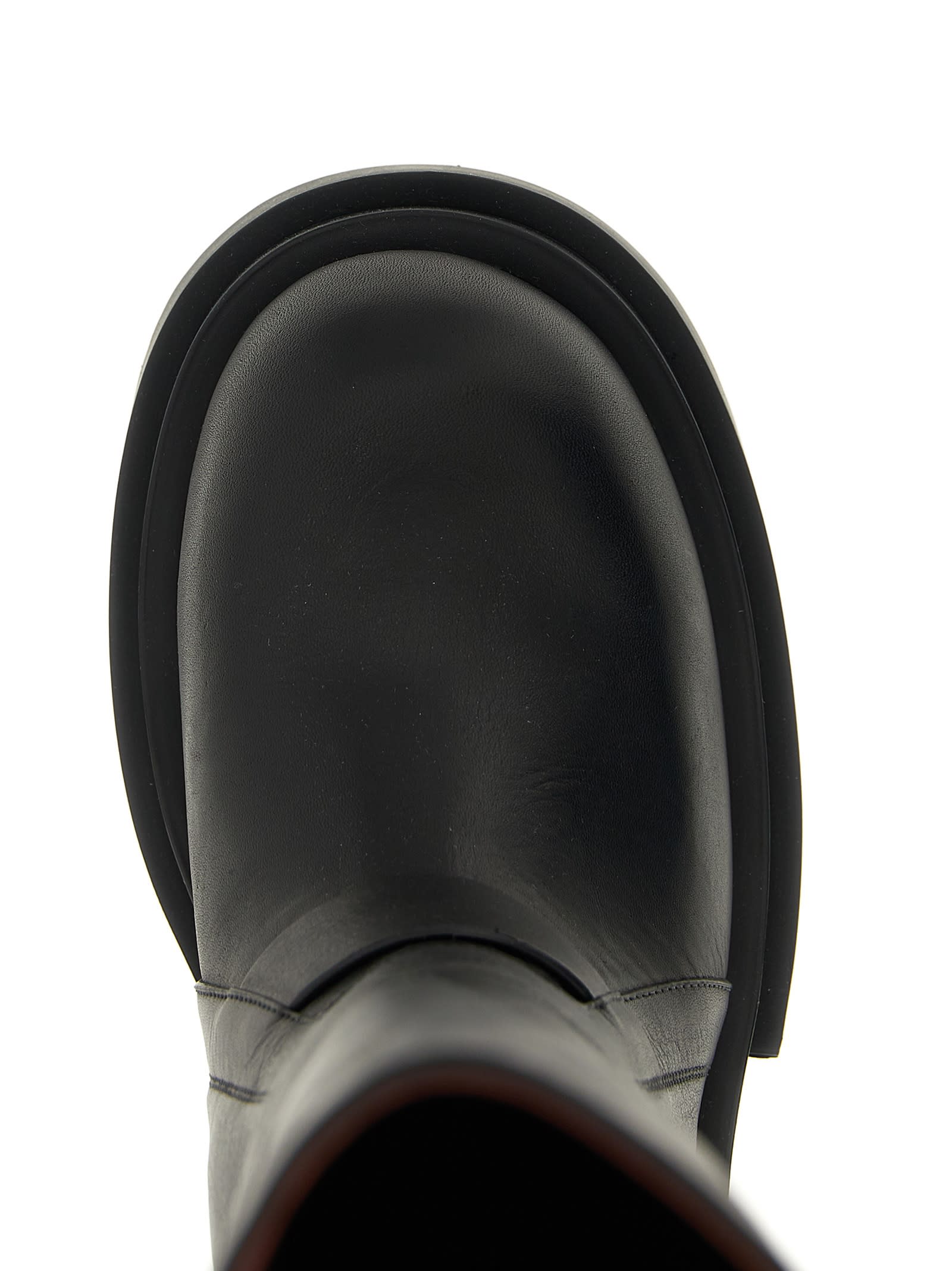 Rick Owens Womens Black Mega Tractor Pull-on Leather Boots Eur 38/5 Uk In Black