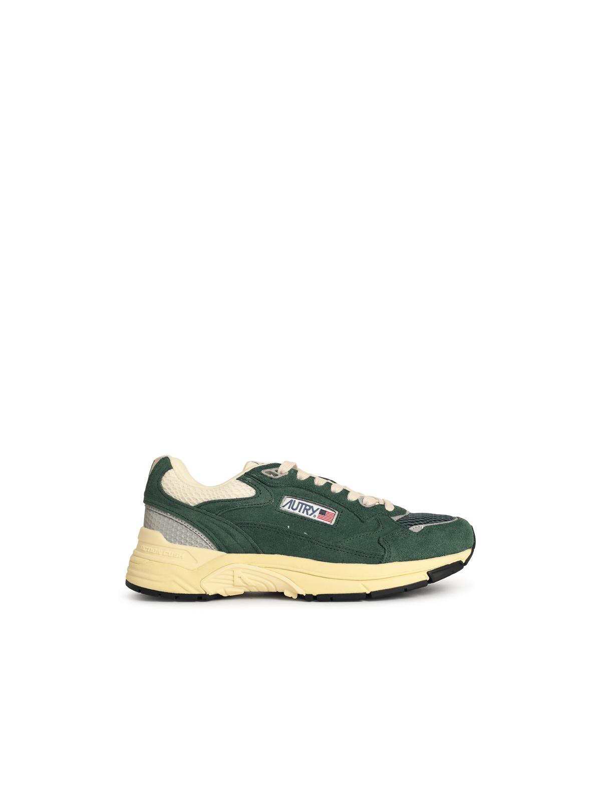 Autry Hyperway Low Malachite And Silver Mesh And Suede Sneakers In Green