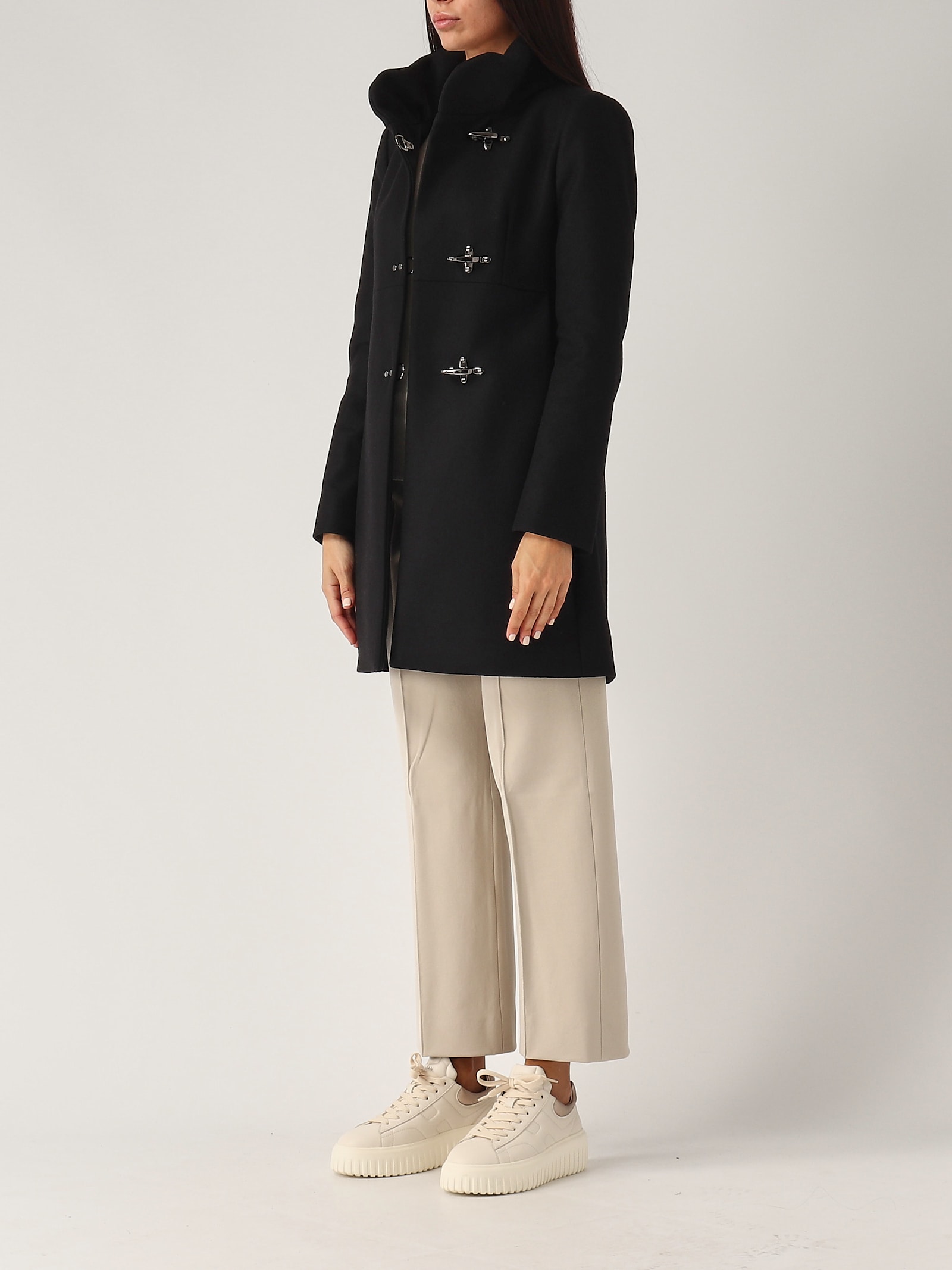 Shop Fay Romantic Foderato Coat In Nero