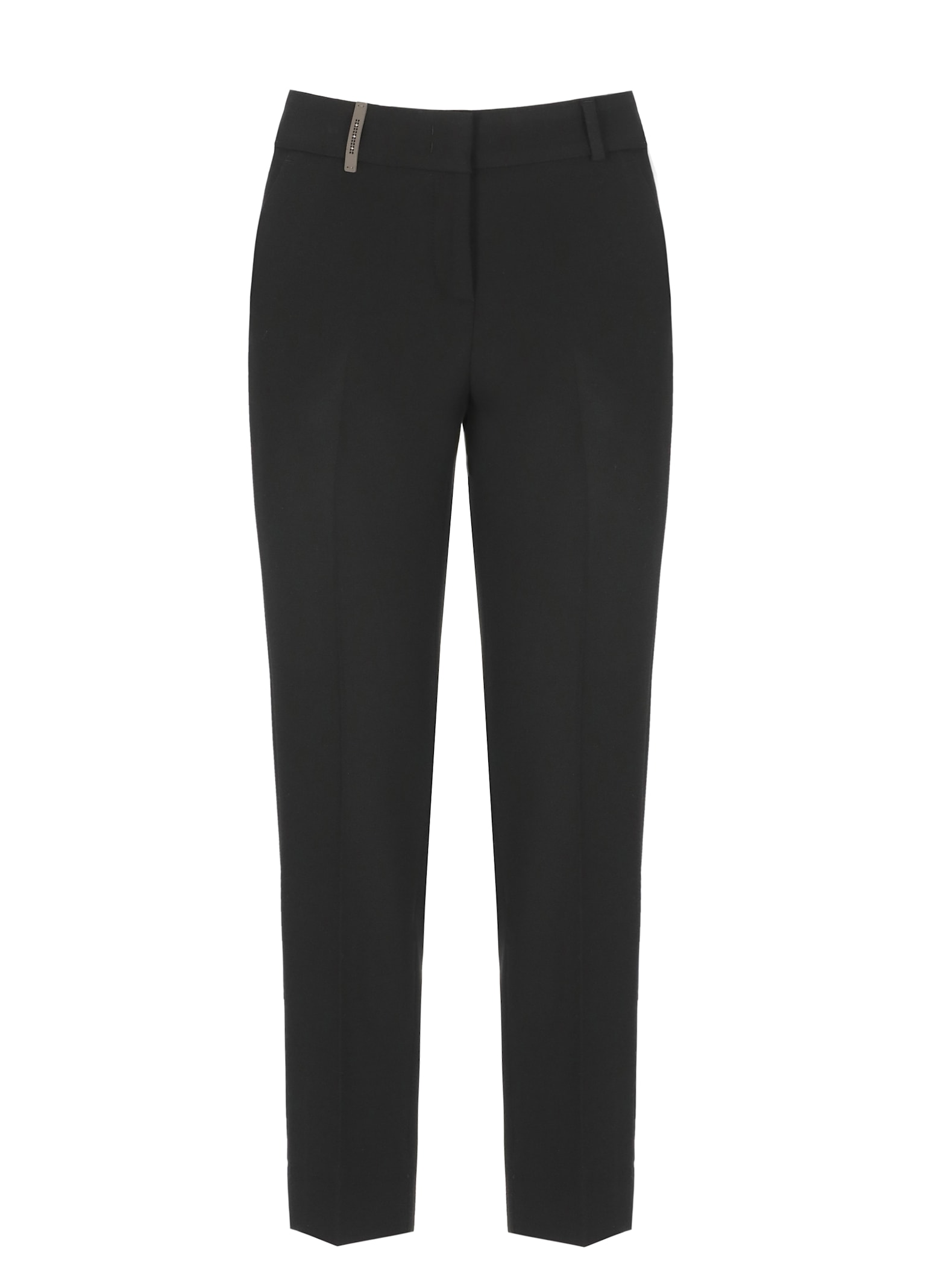 Peserico Pants With Leather Details In Black