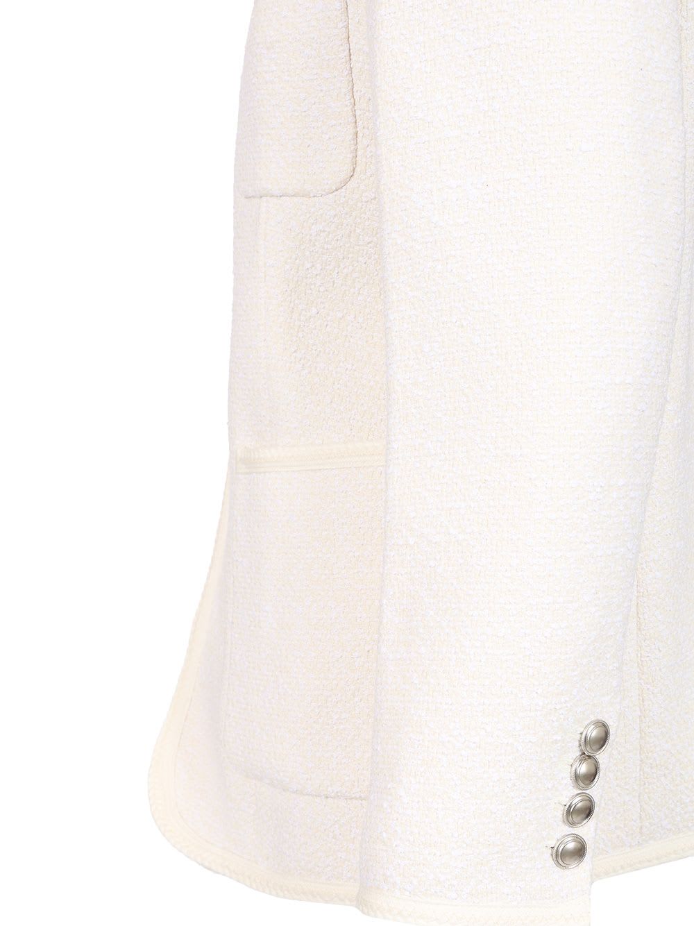 Dunst Collarless Tweed Jacket In Ivory
