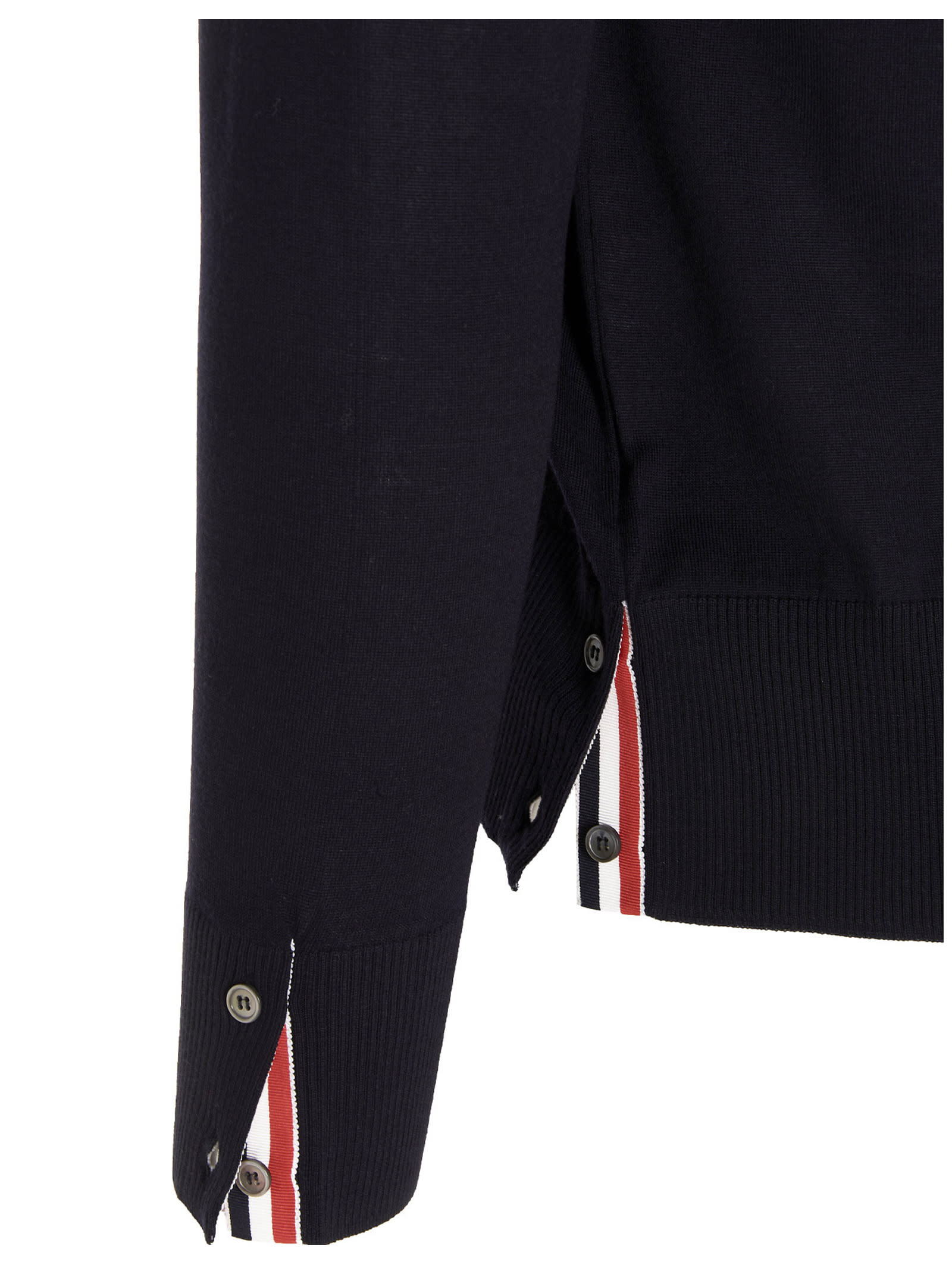 THOM BROWNE MERINO WOOL CARDIGAN 