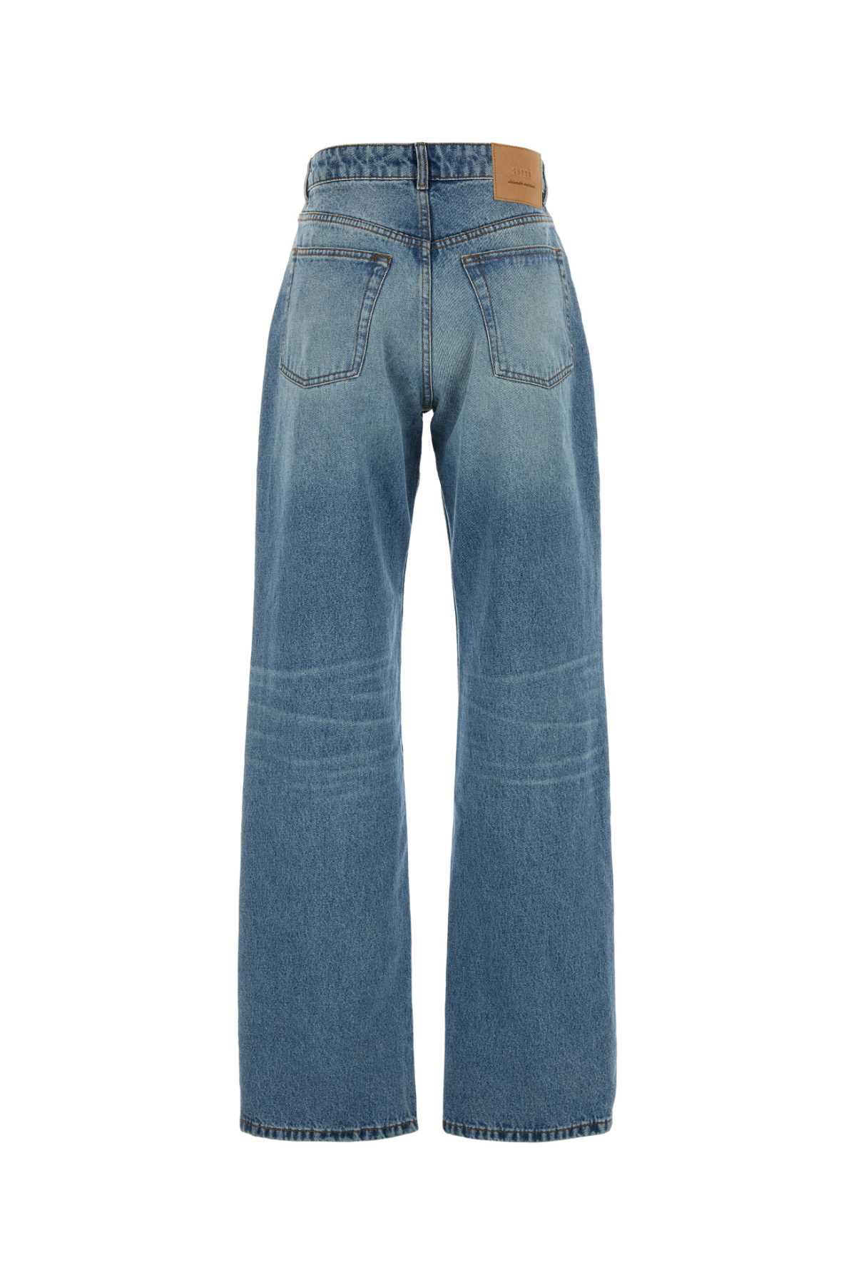 Ami Alexandre Mattiussi Wide Leg Denim Trousers With Faded Effect In Usedblue