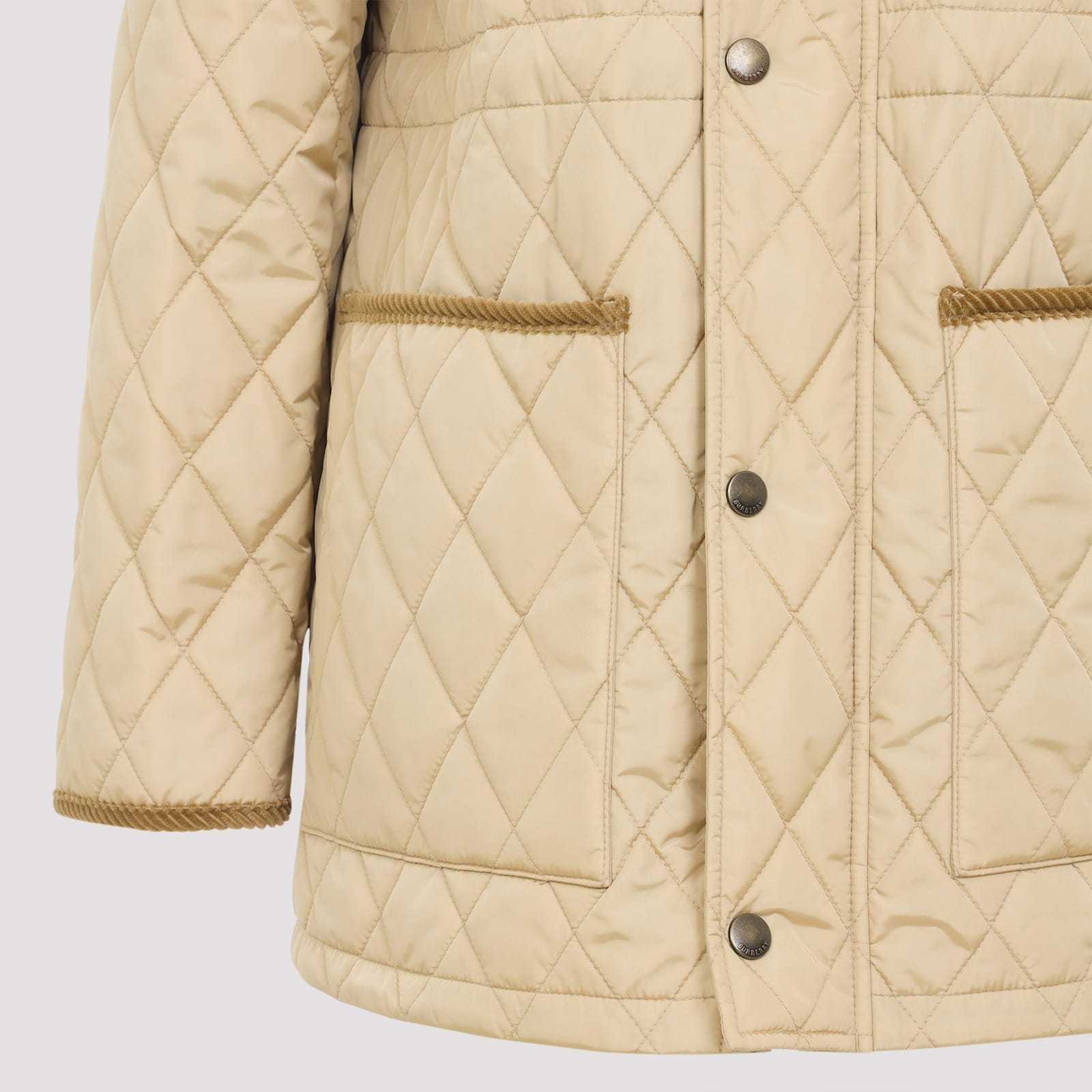 Burberry Quilted Hooded Jacket With Classic Check Interior In Nude