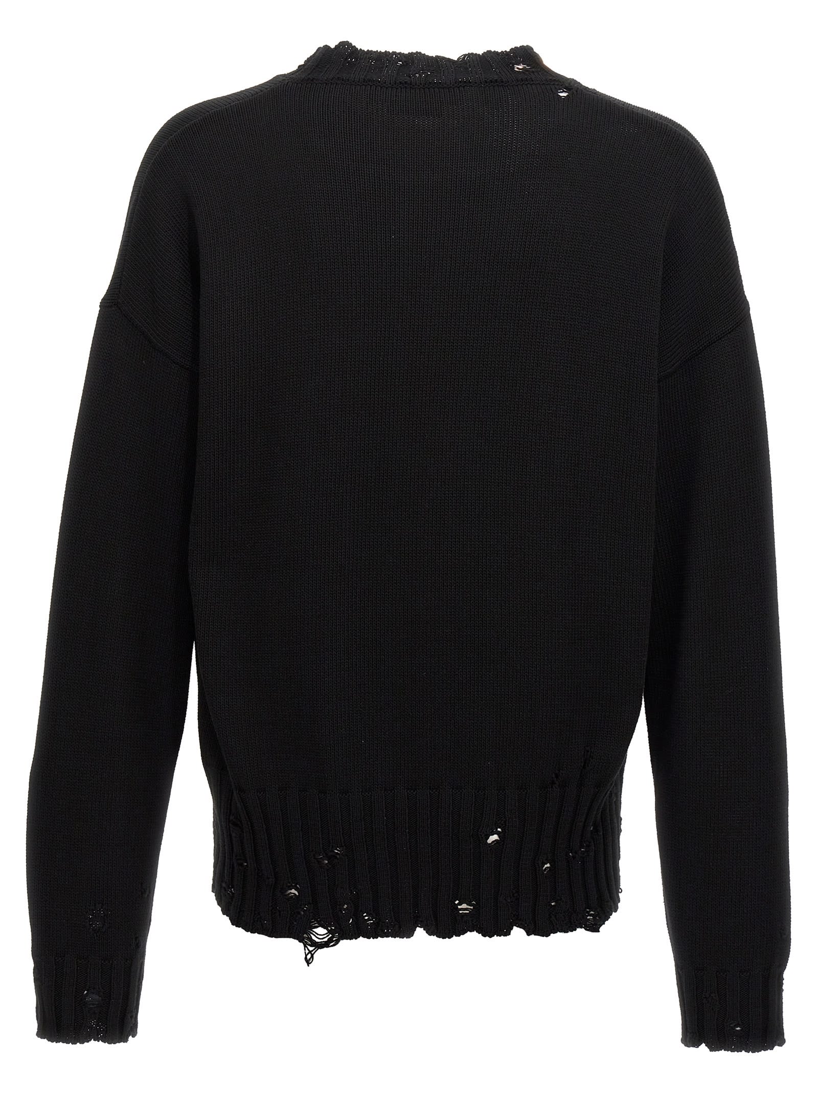 Shop Marni Destroyed Effect Sweater In Black