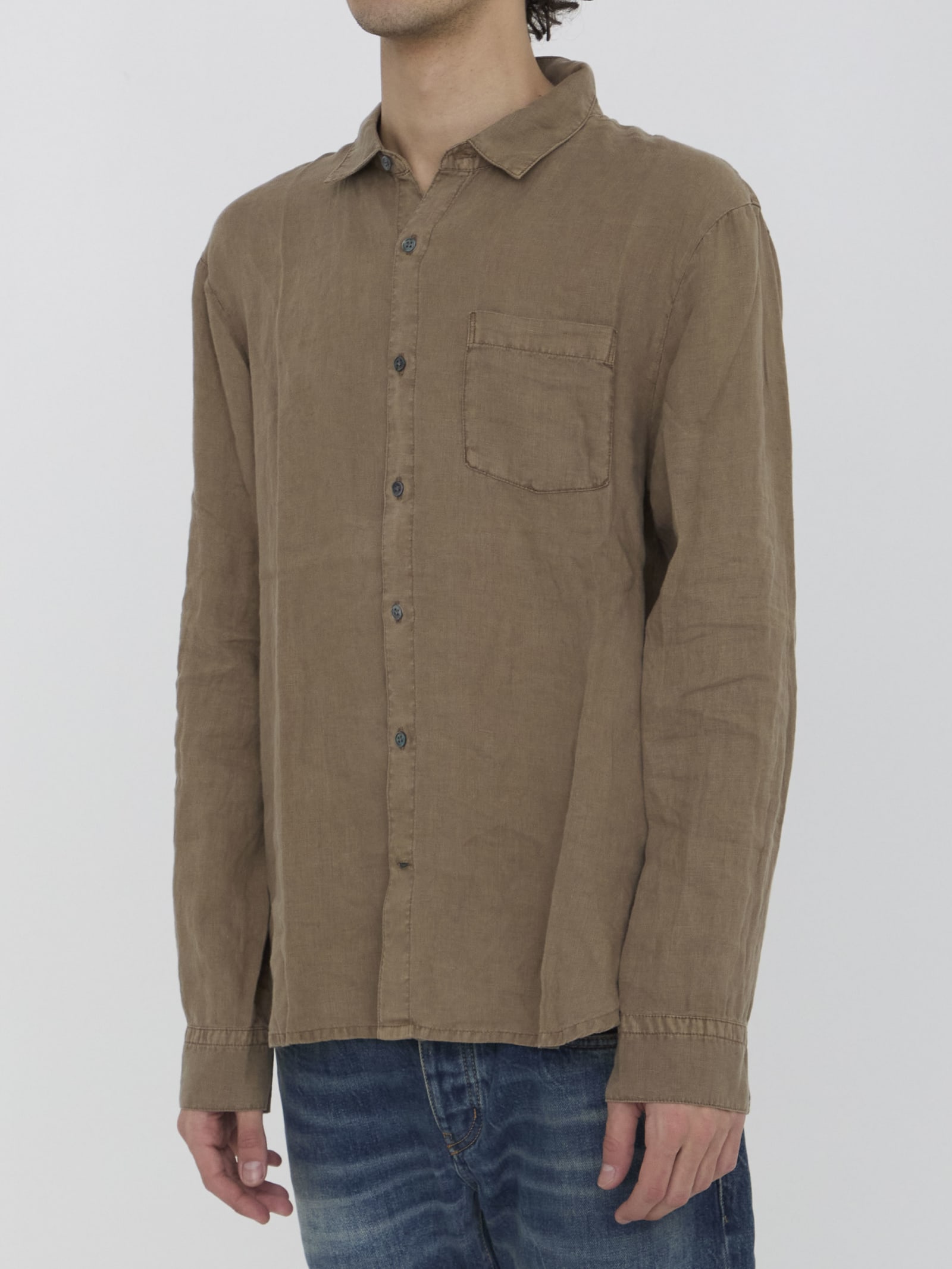 Shop James Perse Linen Shirt In Beige