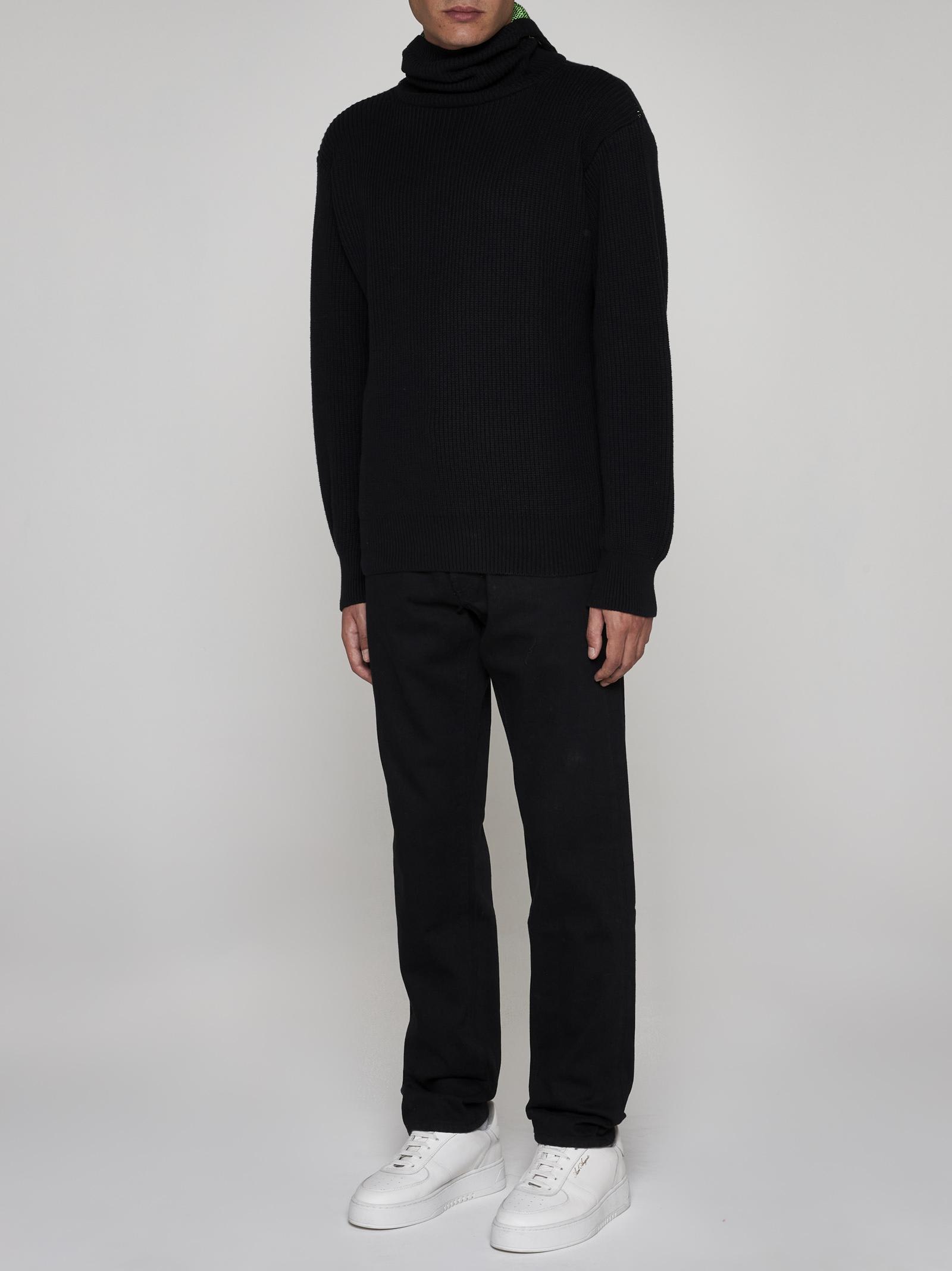 Shop Aries Balaclava Cotton Sweater In Black
