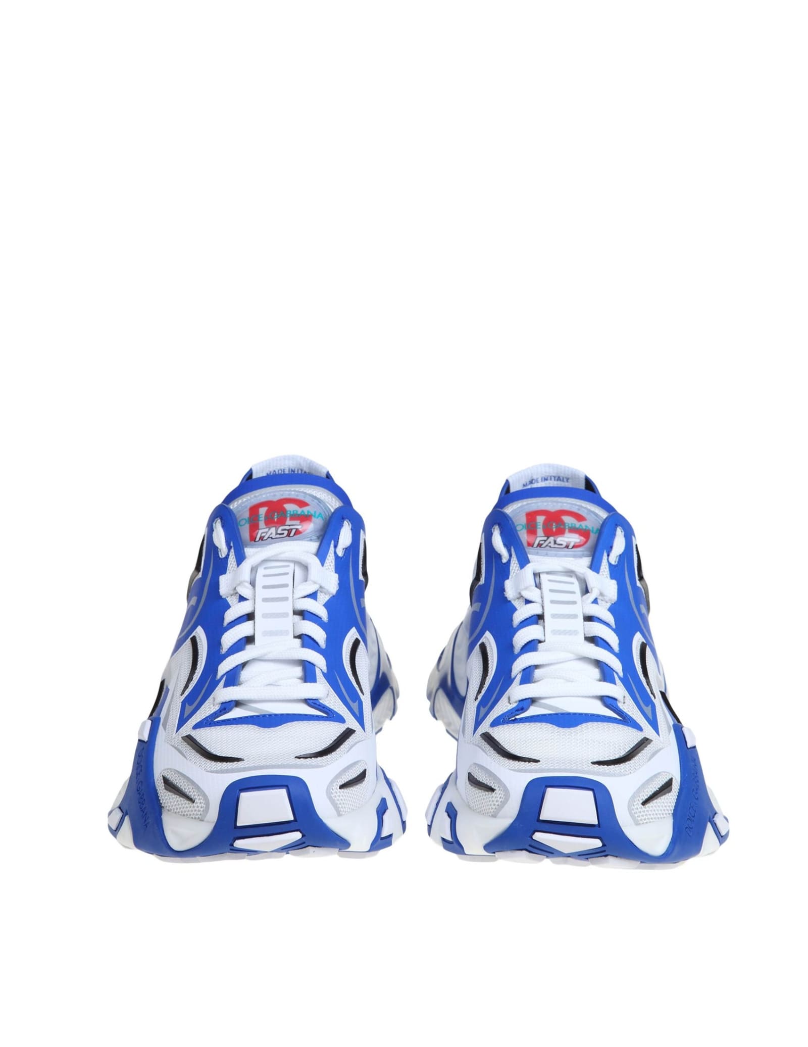 Dolce & Gabbana Fast In Maglina Panelled Sneakers In White/bluette