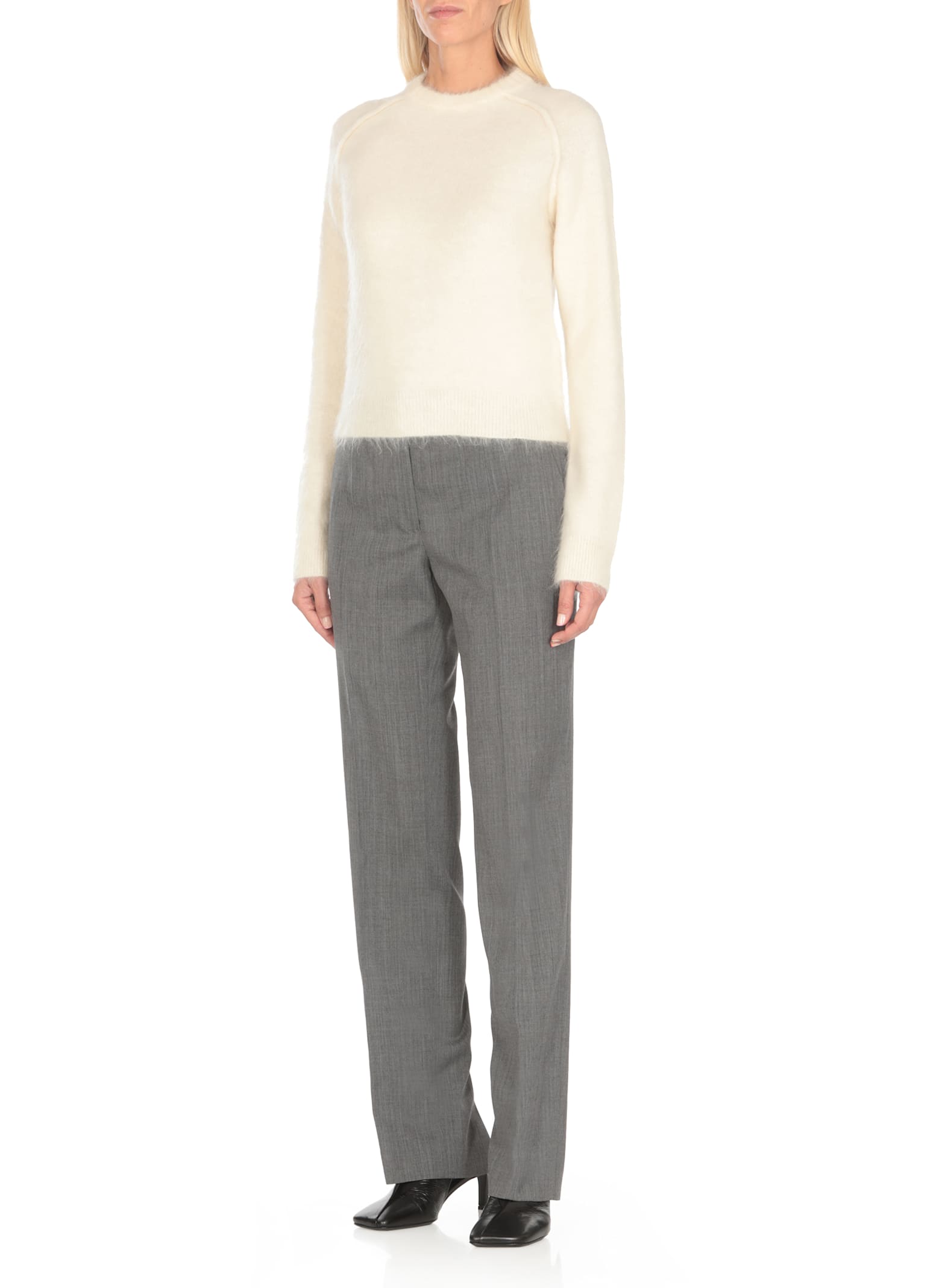 Shop Jil Sander Wool And Mohair Sweater In Ivory