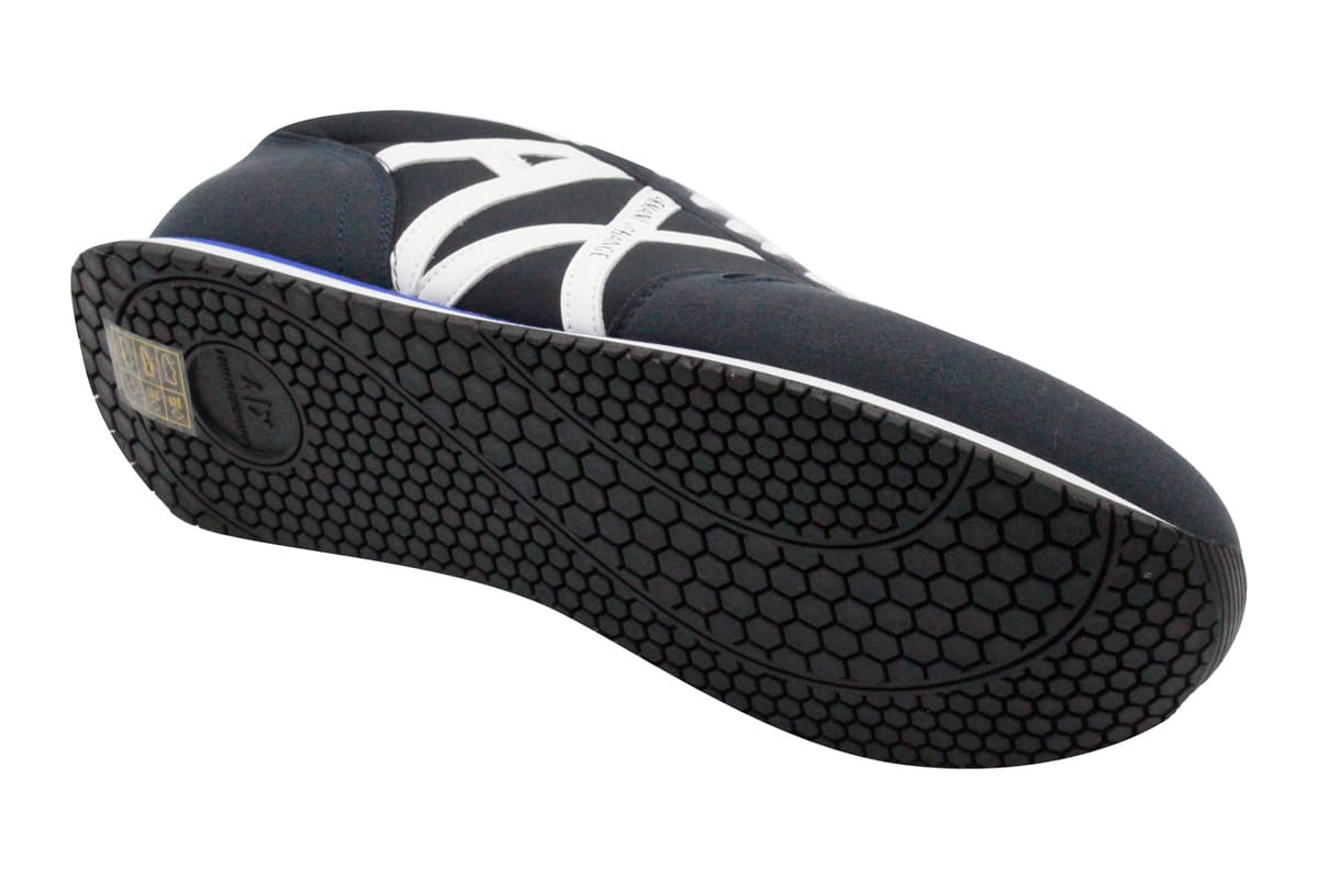 Shop Armani Collezioni Light Sneaker In Technical Fabric And Suede With Logo On The Side In Blue