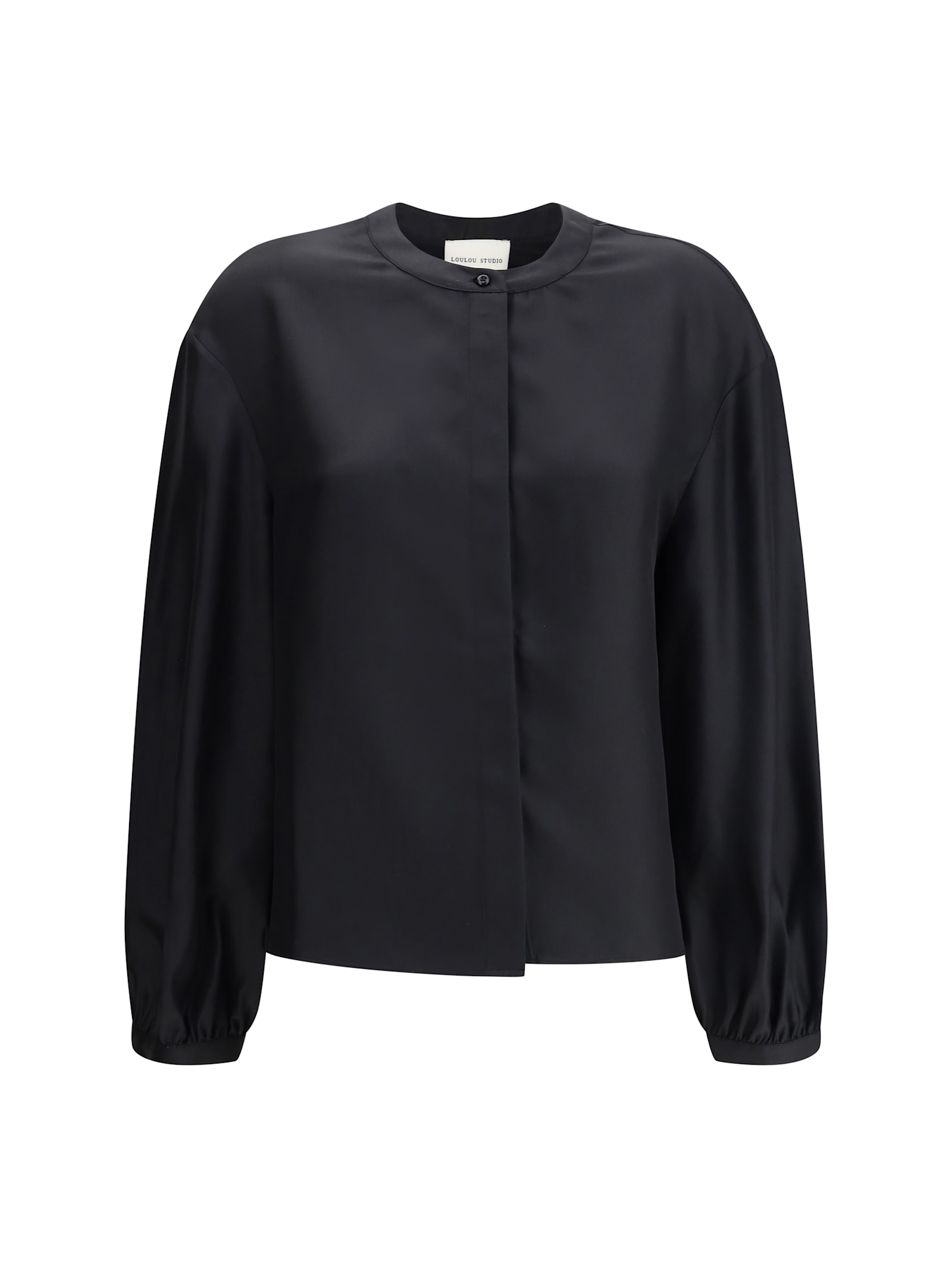 Shop Loulou Studio Lea Satin Shirt In Black