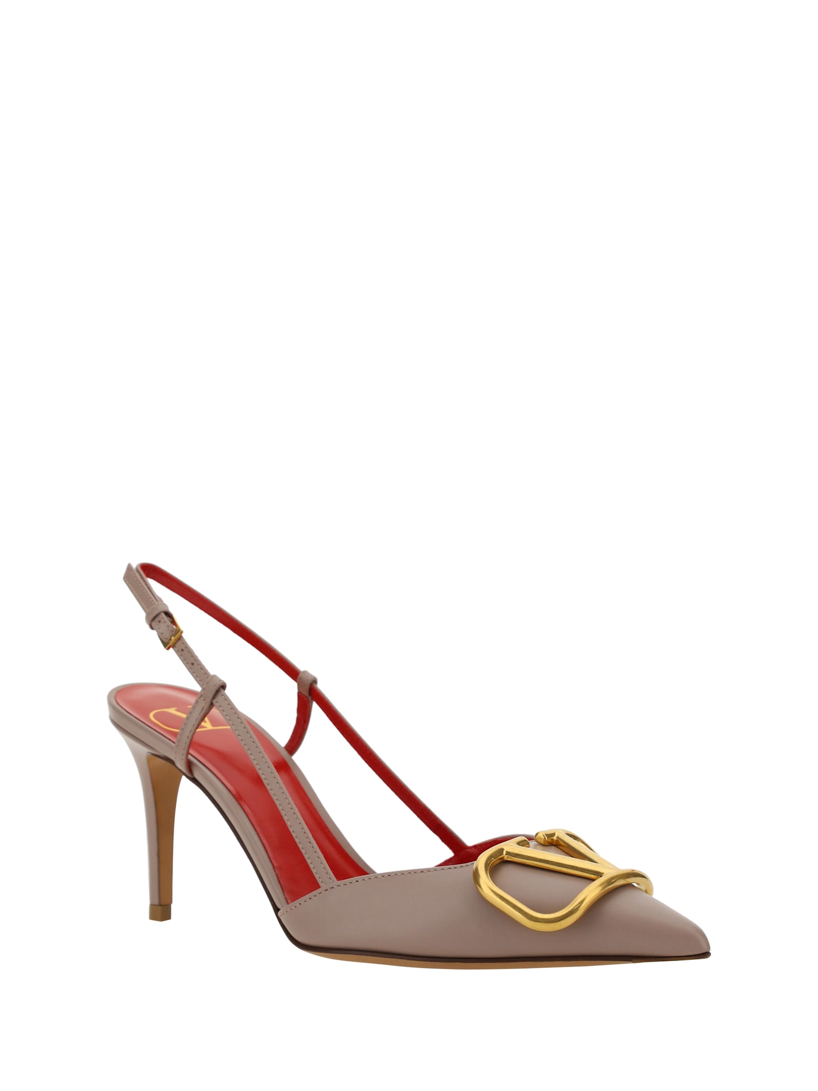 Shop Valentino Vlogo Pumps Slingback In Poudre