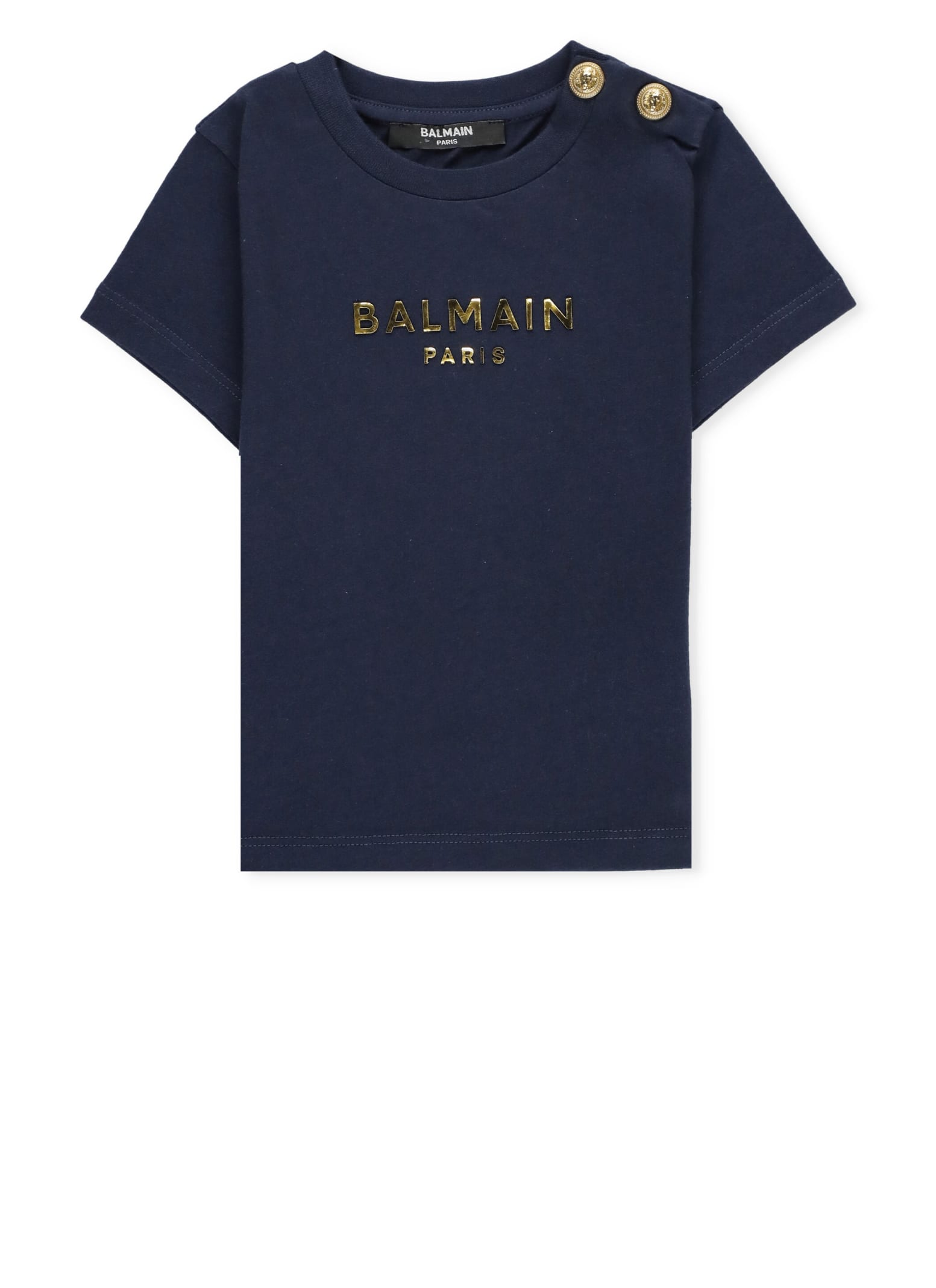 Shop Balmain Logoed T-shirt In Blue