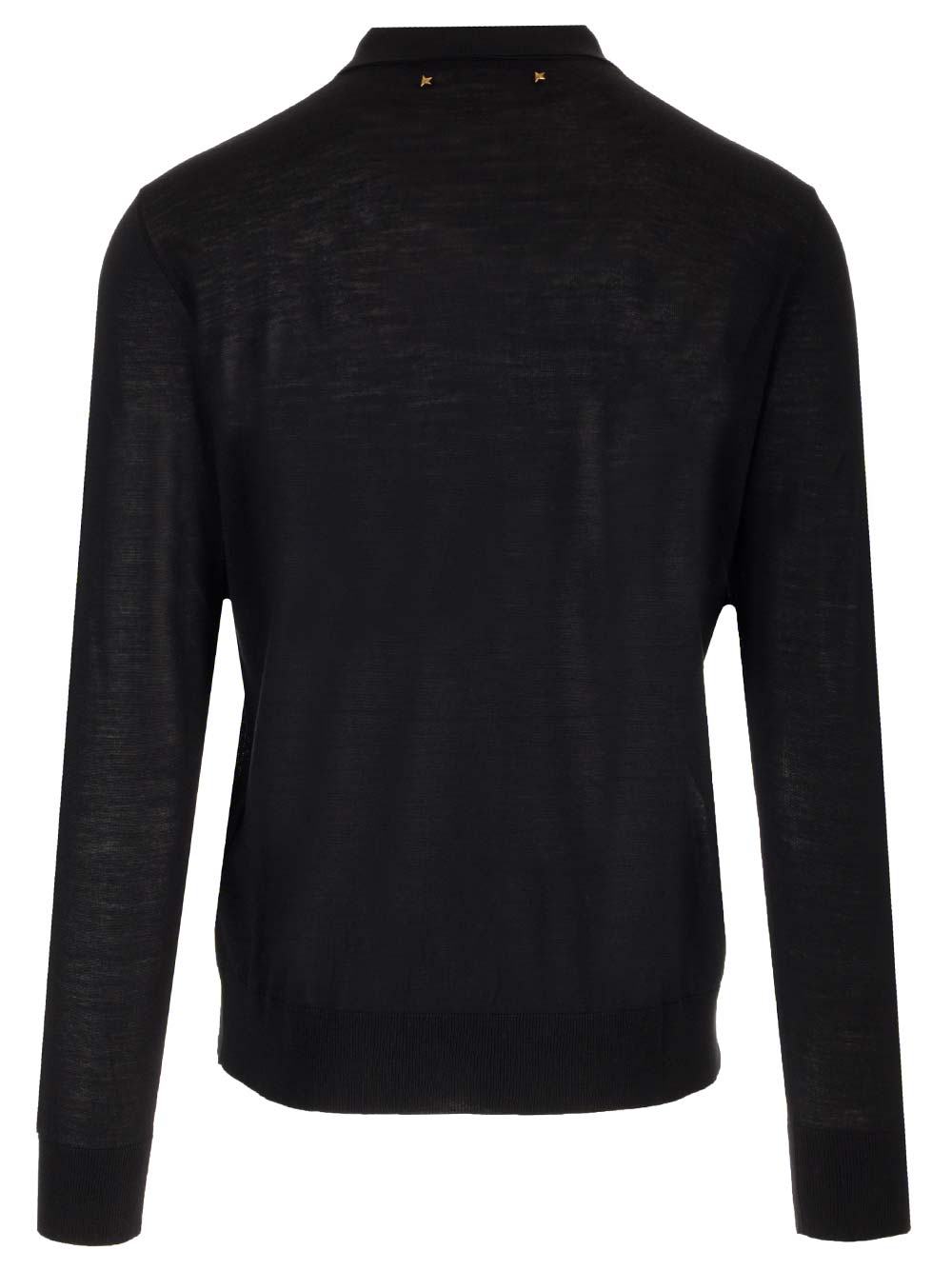 Shop Golden Goose Black Wool Polo Shirt