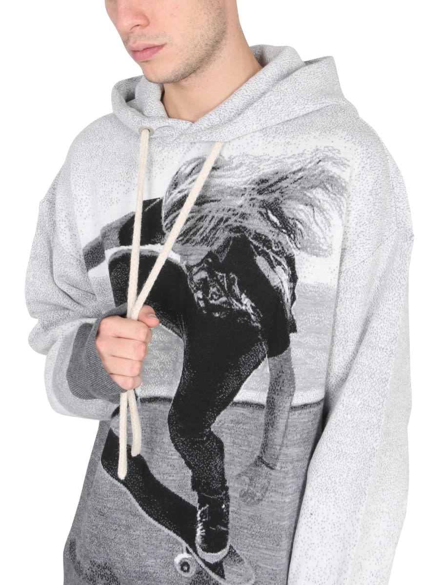 Shop Palm Angels Hooded Shirt In Grey