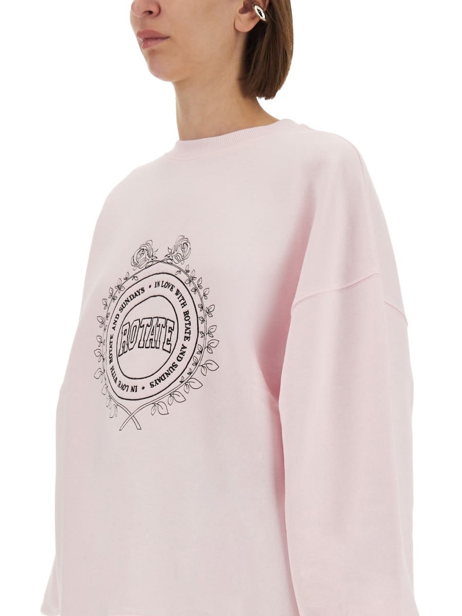 Rotate Birger Christensen Sweatshirt With Logo In Pink