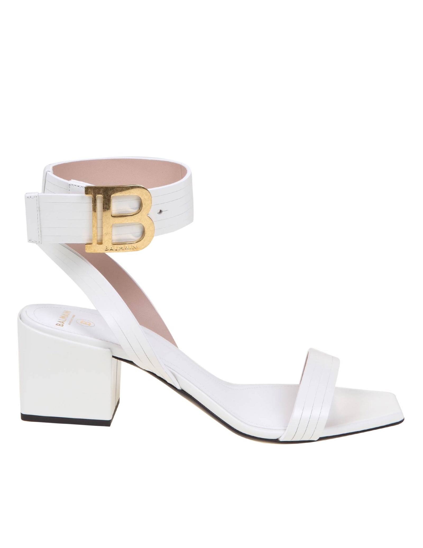 Buy Balmain Leather Sandal With Logo online, shop Balmain shoes with free shipping